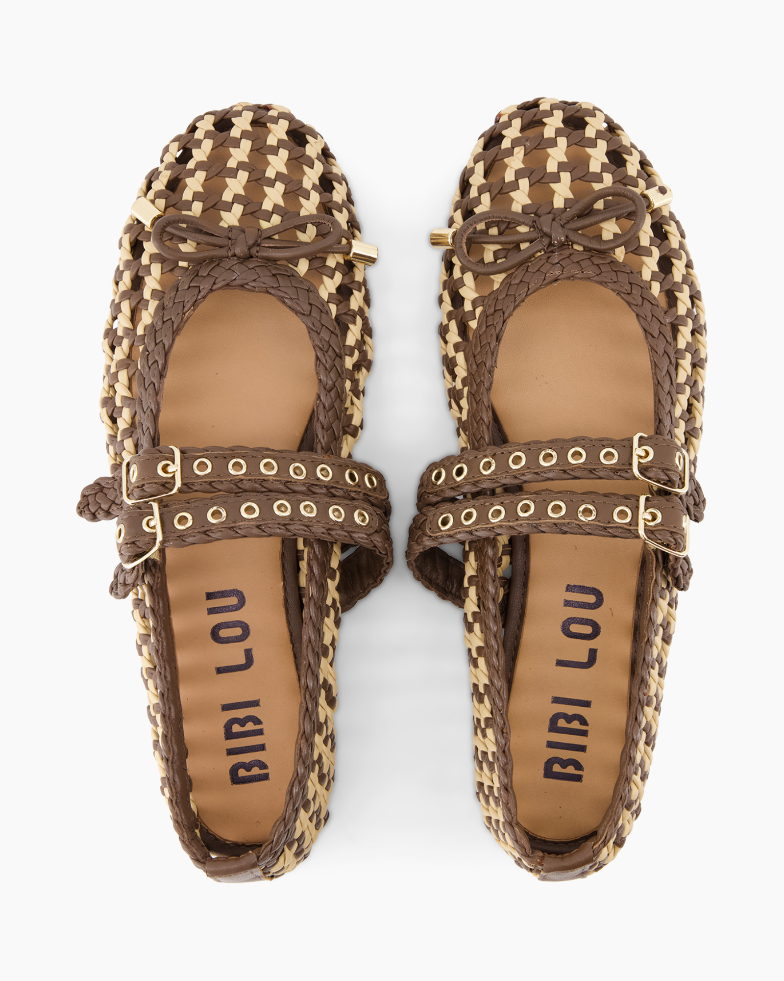 sandals, woven, leather, brown, studded