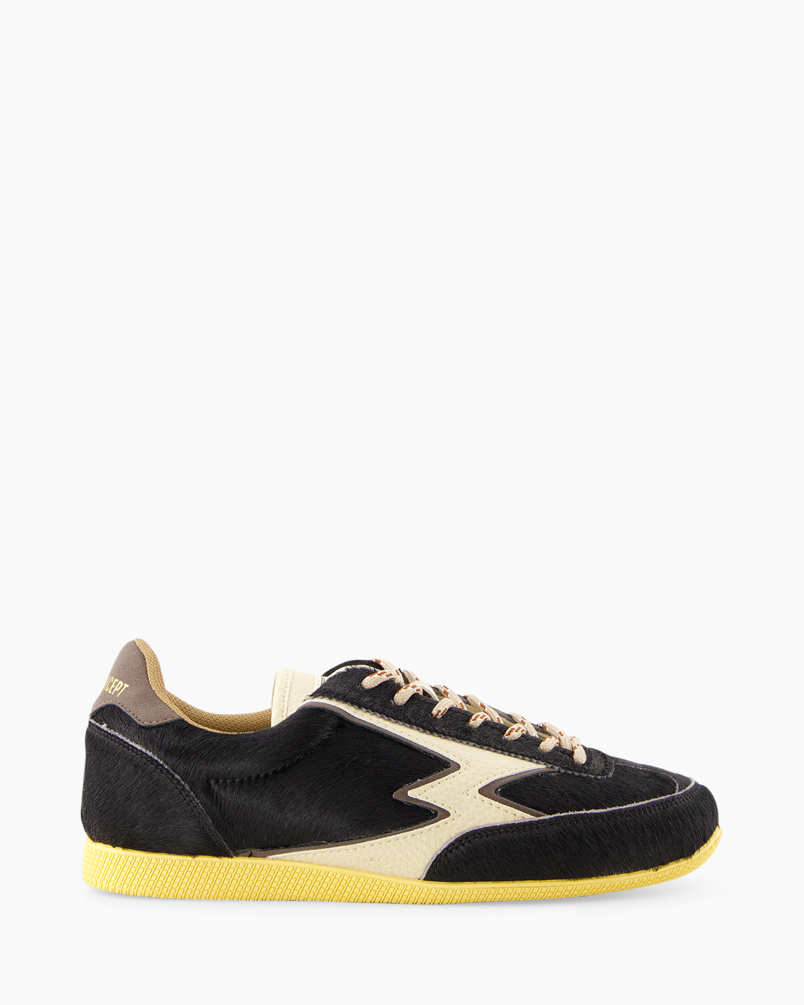 sneaker, sko, canvas, leer, gele zool
