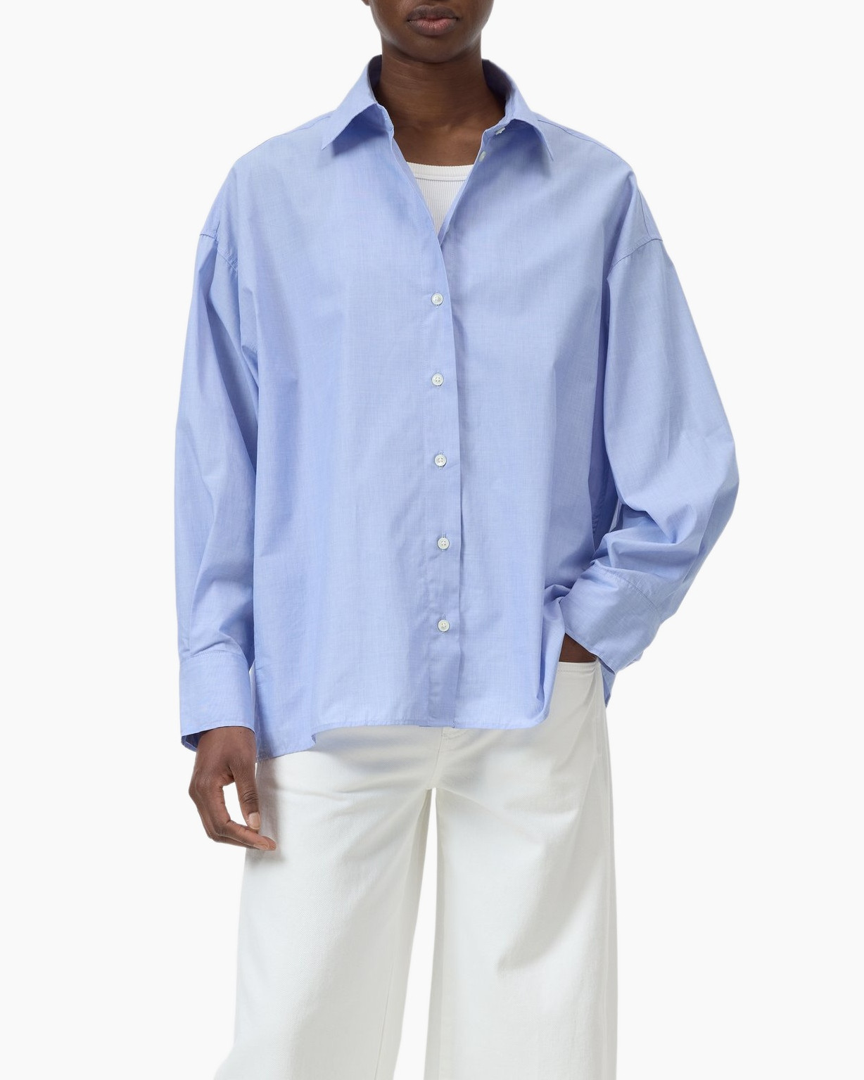 _overhem, knopdown?, lichtblauw, oversized, langemouw