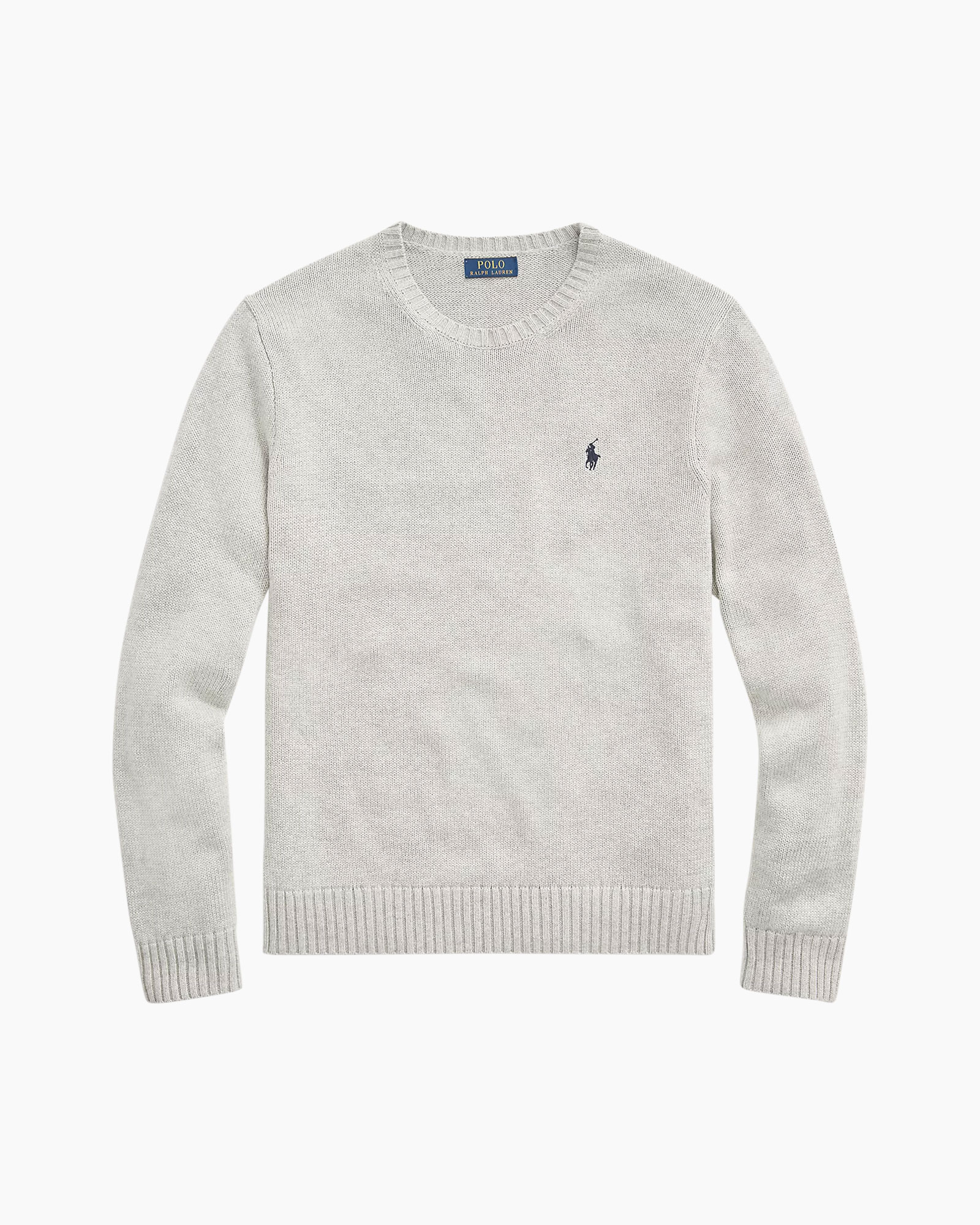 trui, kraagloze?, gebreid, lange mouwen, polo logo