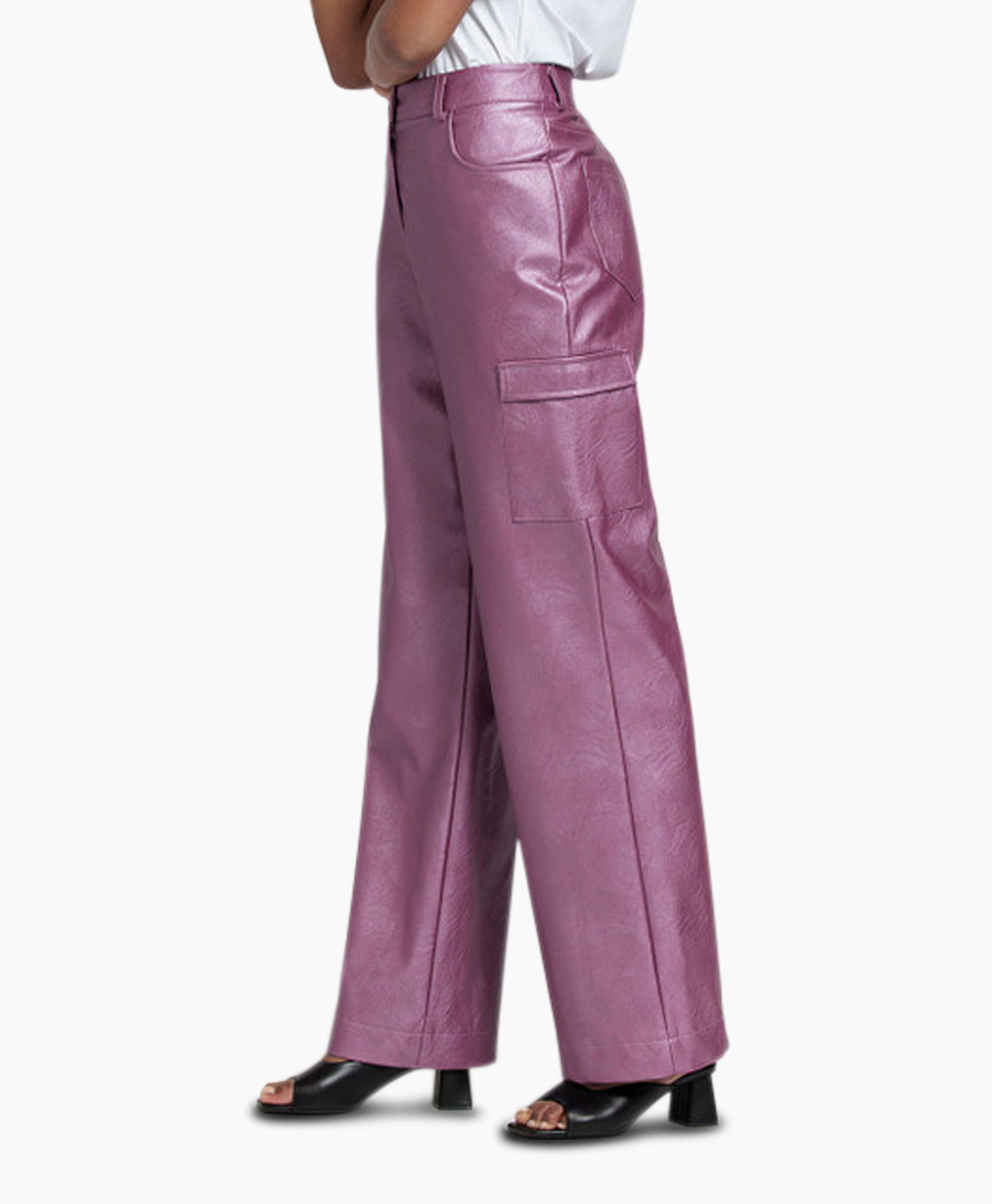 Broek Selina Metallic Leather Trousers Paars