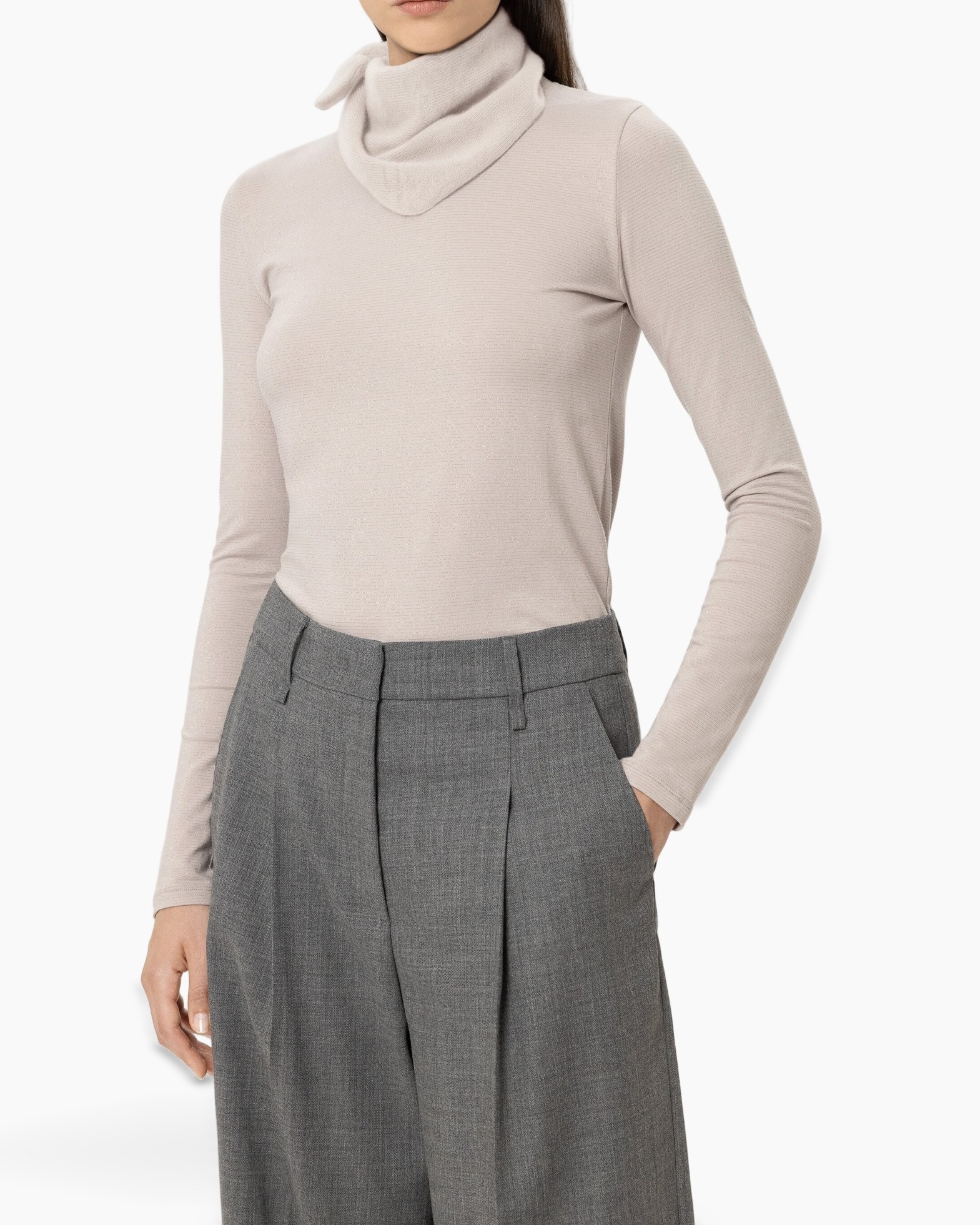 roltrui, lange mouwen, beige, breiwerk, broek