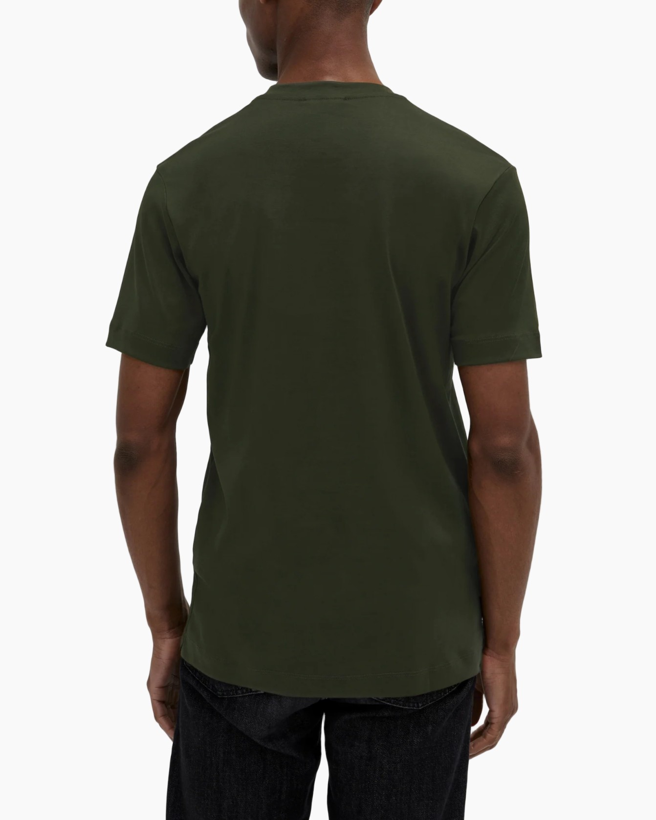 t-shirt, mouwloos?, olijfgroen, boord?, eenvoudig
