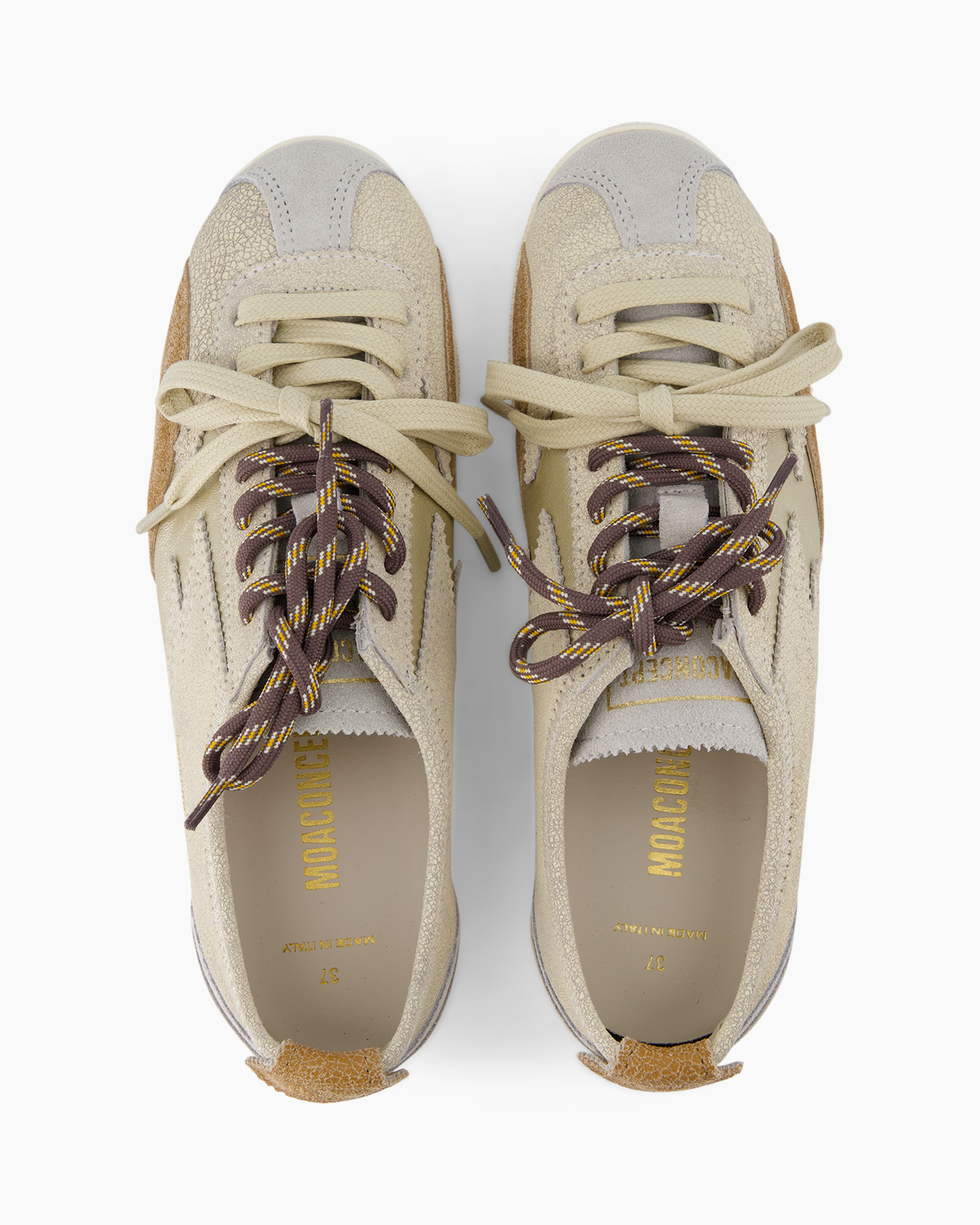 sneakers, canvas sneakers, lace-up, beige, two-tone
