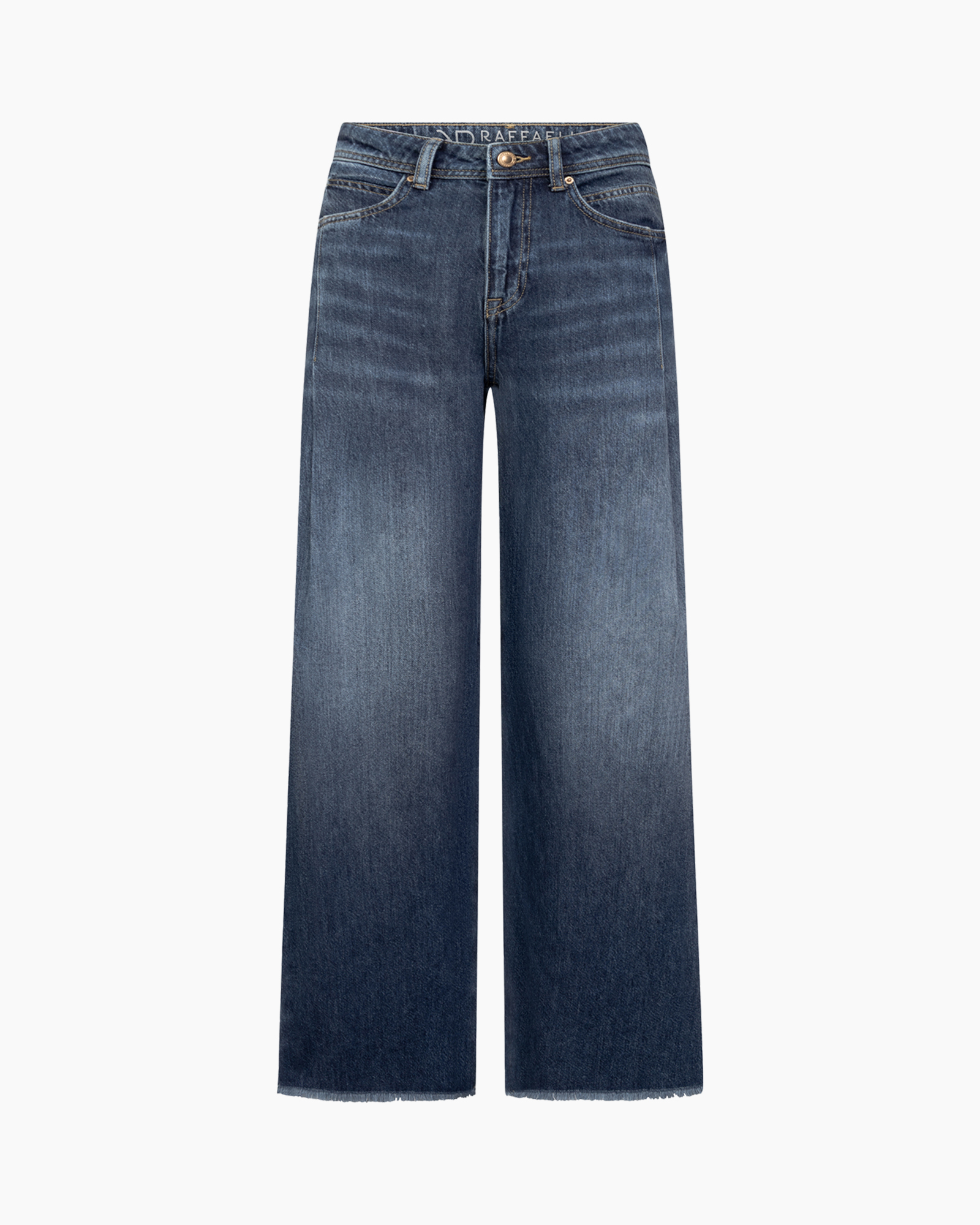 broek, wijd, denim, middenblauw, verfrommeld