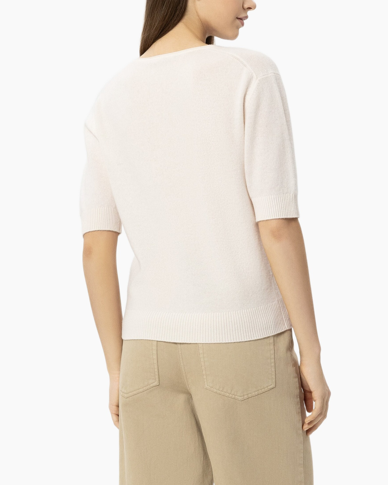 top, trui, breipunt, halve-mouw, crème