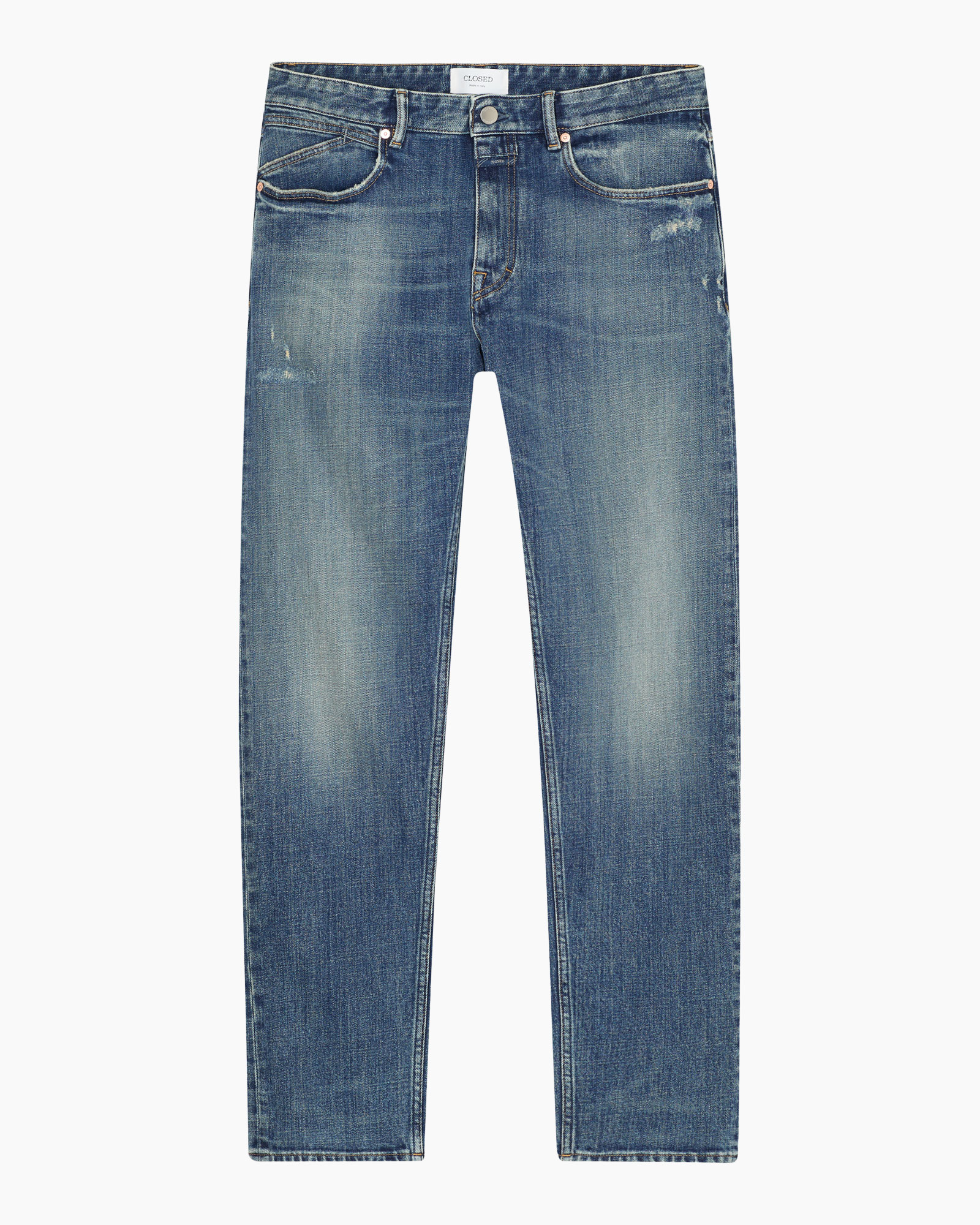 broeken, denim, distressed, blauw, broek