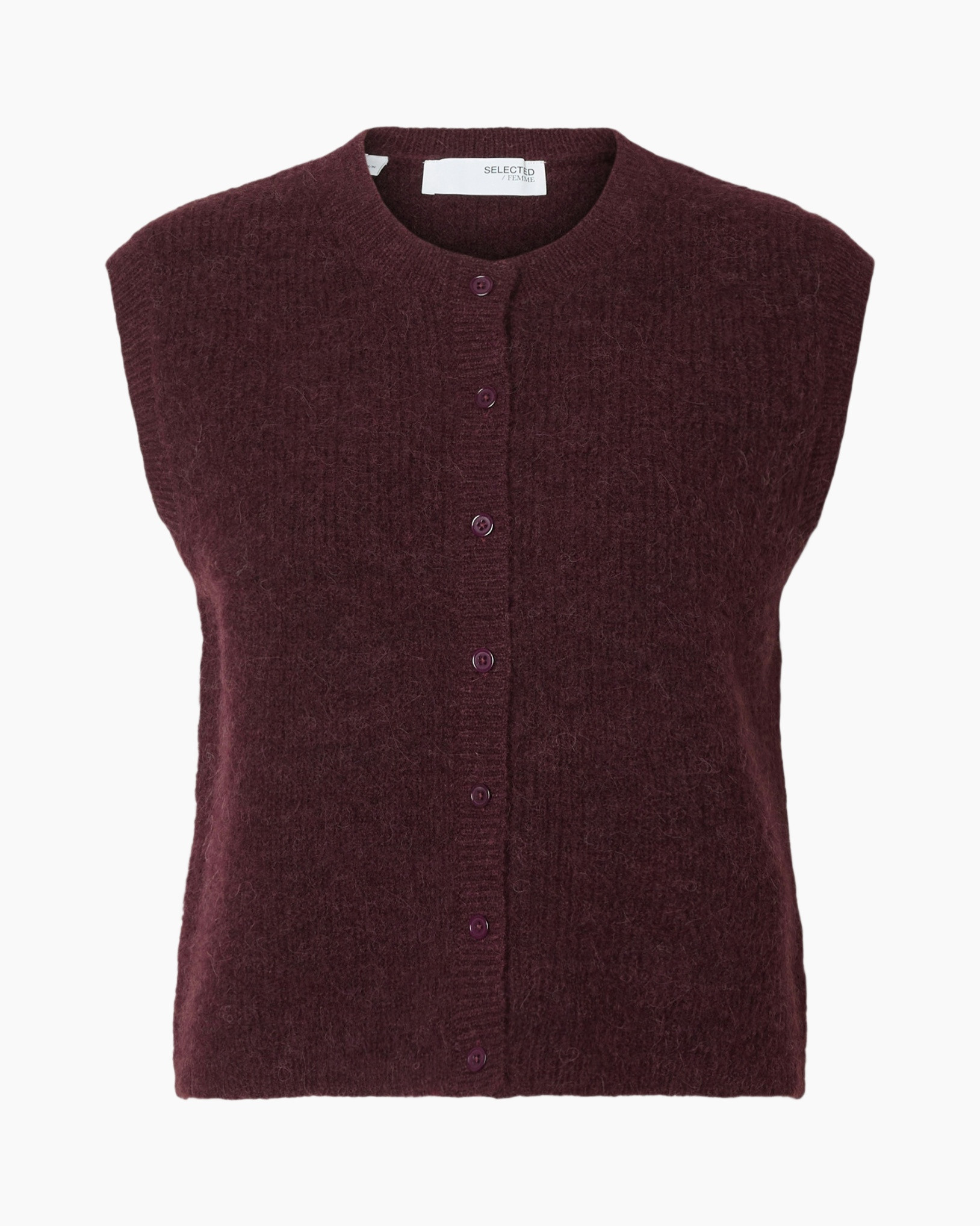 Gilet Lulu Sl Button O-neck Vest Ex Aubergine