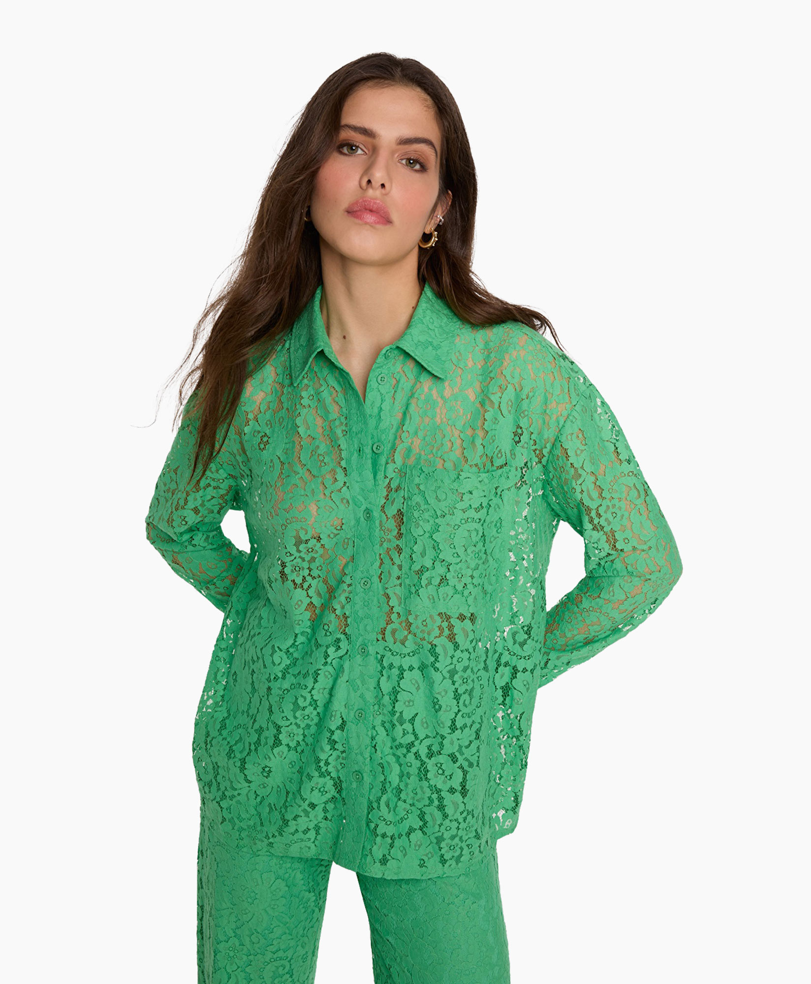 Blouse Woven Lace Groen