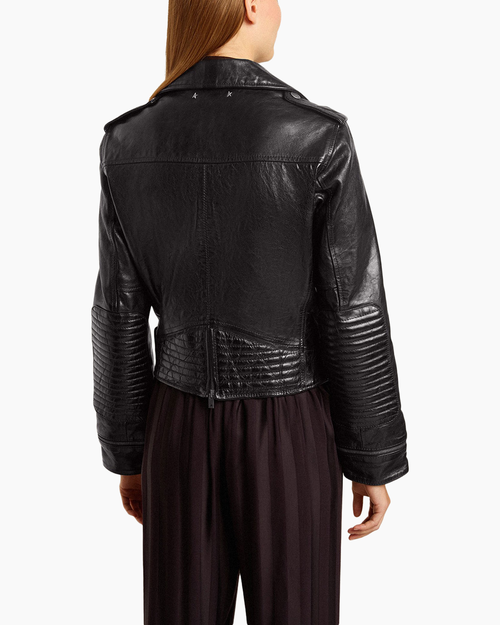 leren jas, biker jas, rits, voorzak, zilver hardware