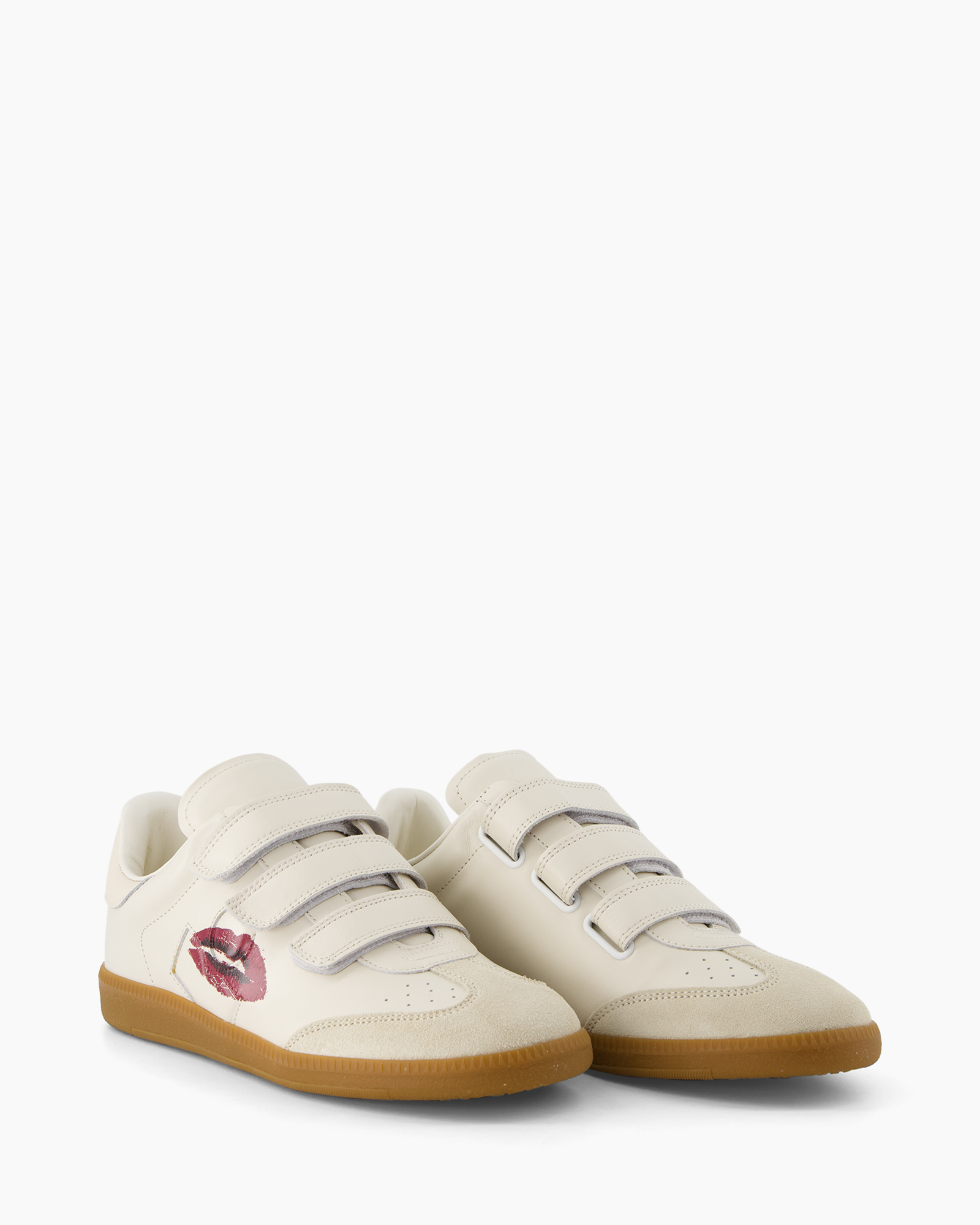 sneaker, wit, klittenband, gumzool, lipafdruk