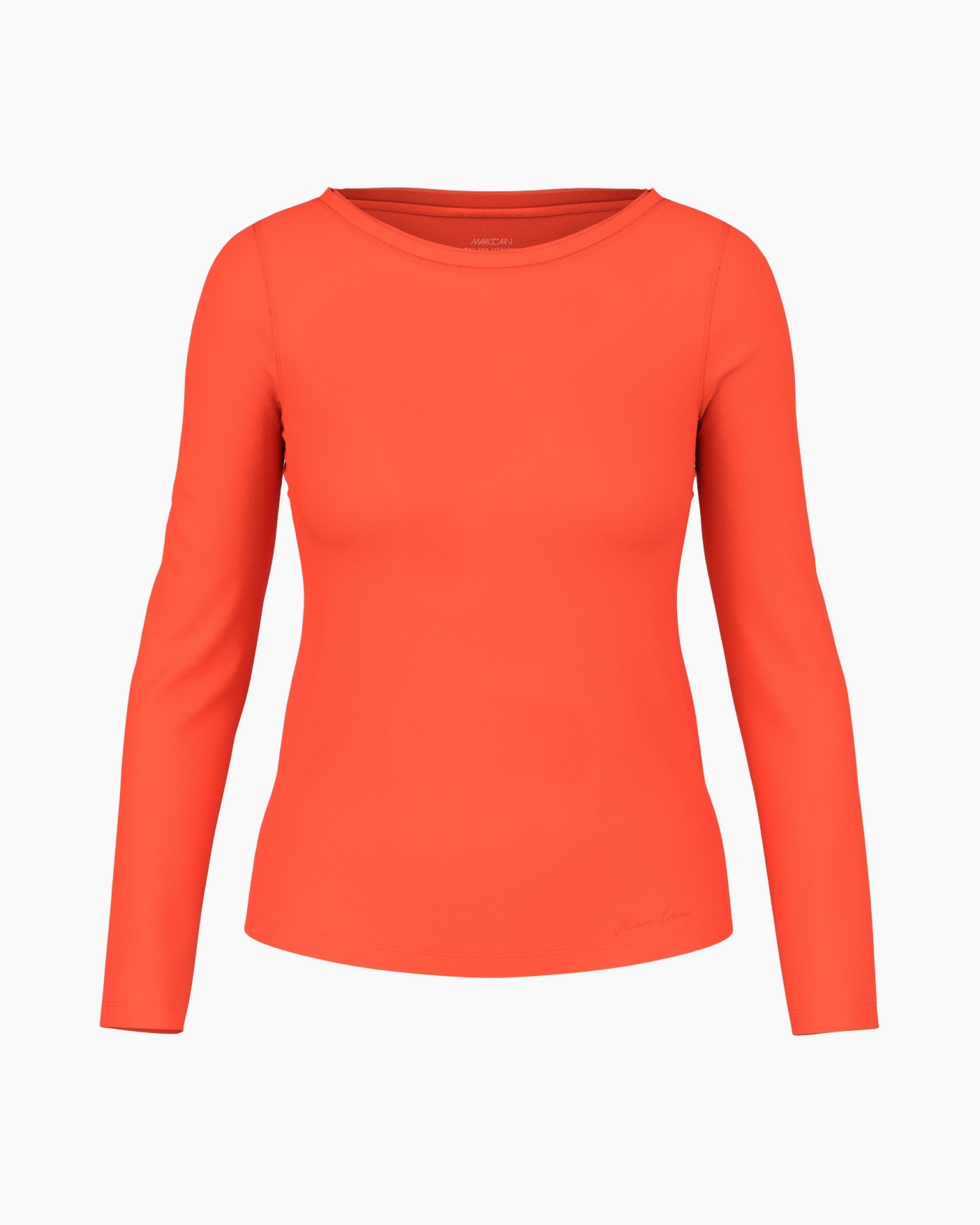 lange mouw, effen, oranje, top, shirt