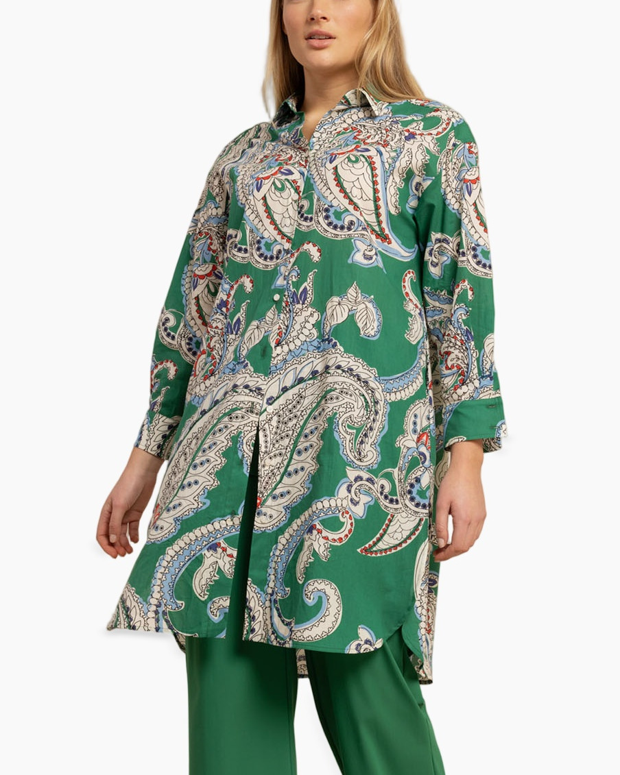 hemd, tuniek, paisley, groen, langemouw