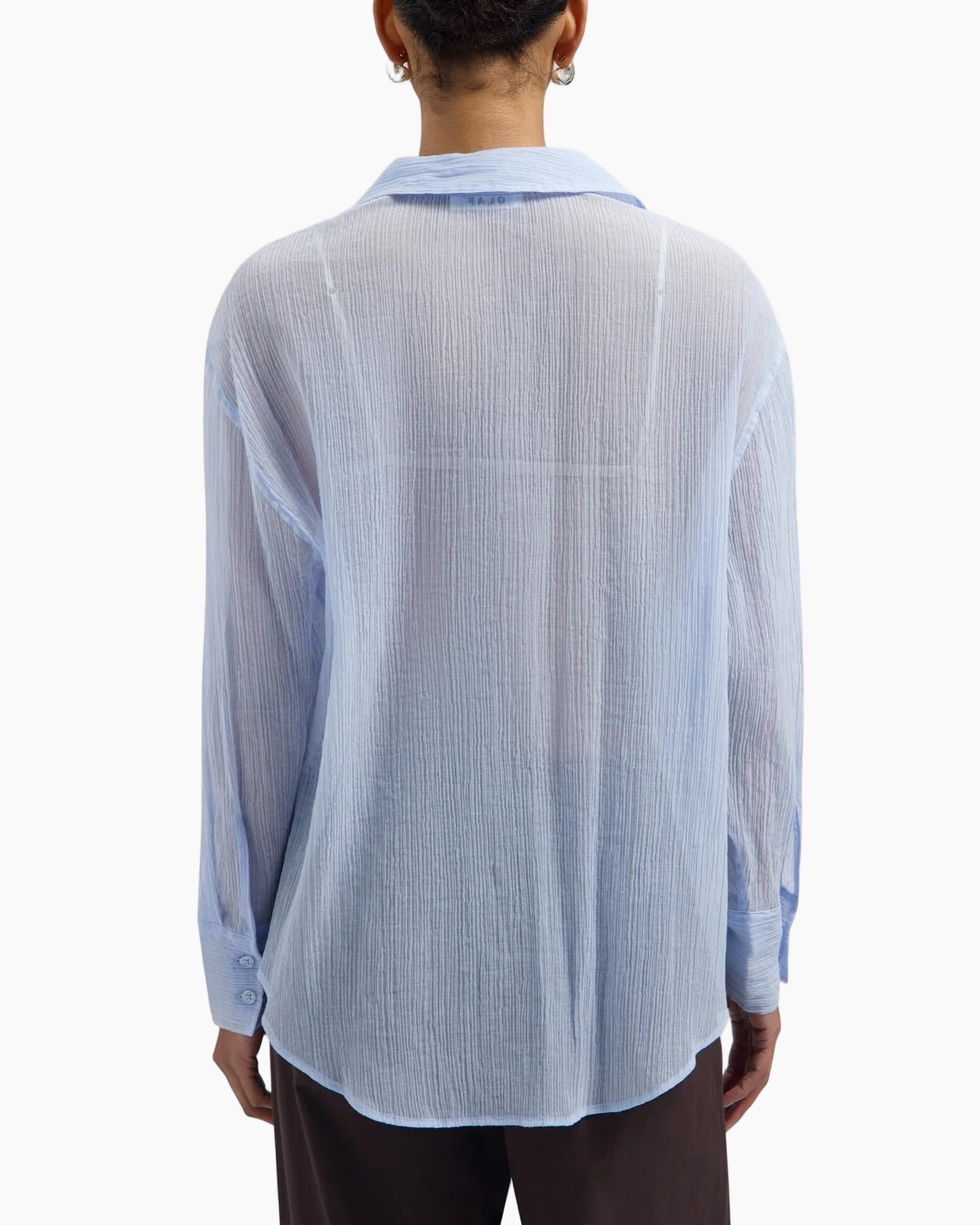 knopdown, doorschijnend, lounge shirt, lichtblauw, borstzak
