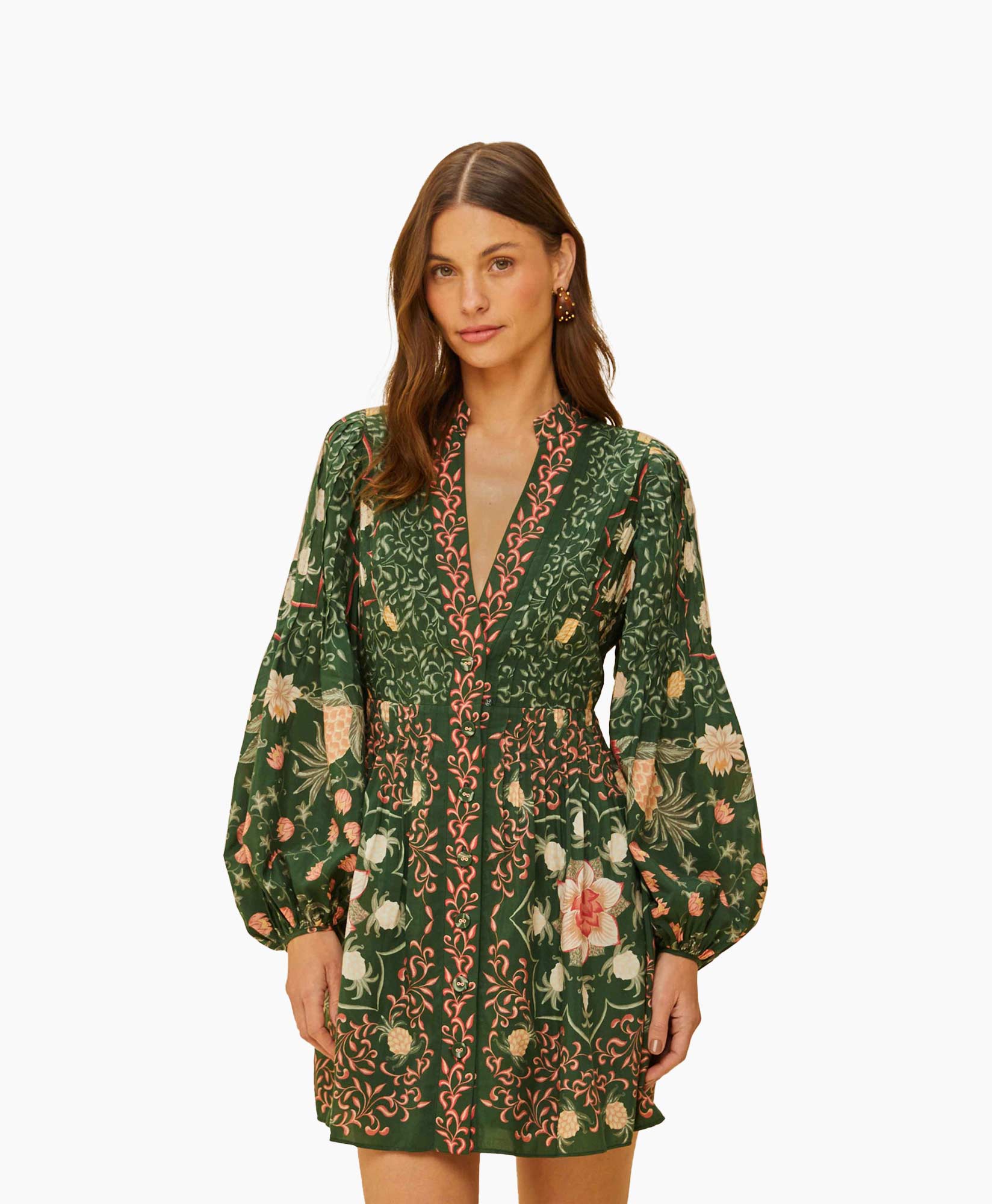 Jurk Pineapple Garden Long Sleeve Mini Groen
