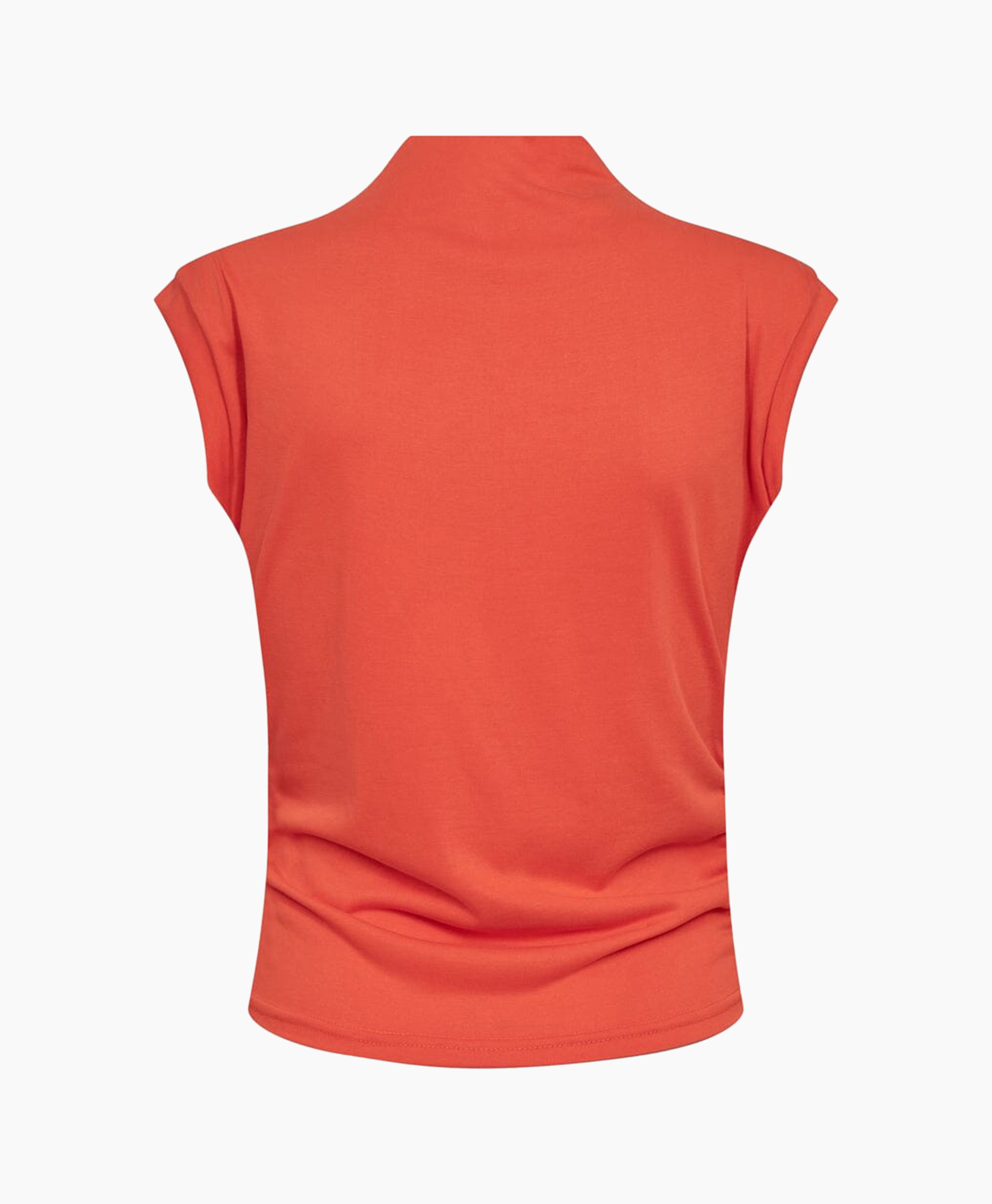 mouwloos, tanktop, oranje, zacht materiaal, achterkant