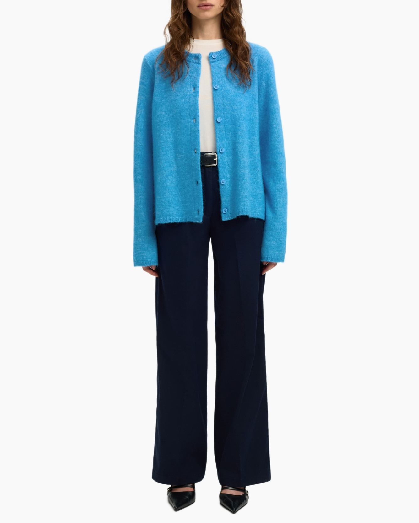 Vest Lulu New Ls Knit Cardigan Noos Blauw