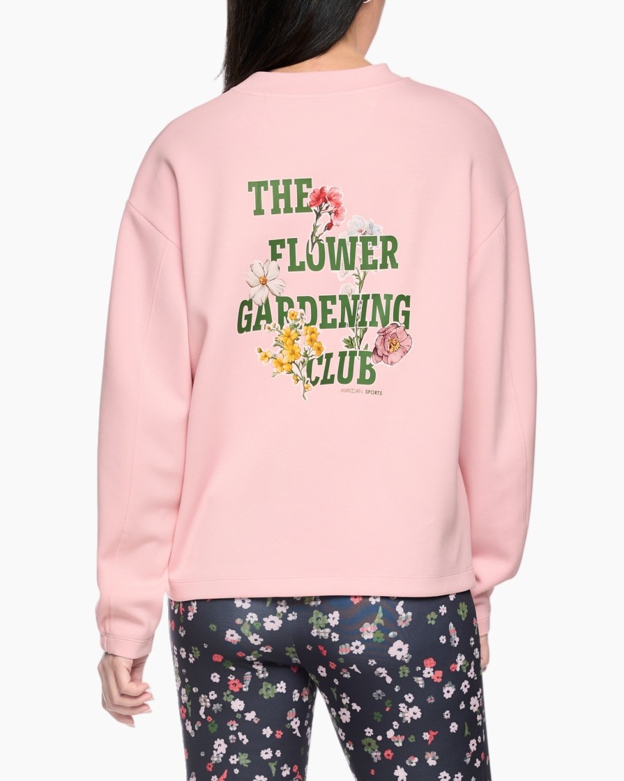 sweatshirt, roze, halsboord, langere mouw, borduursel