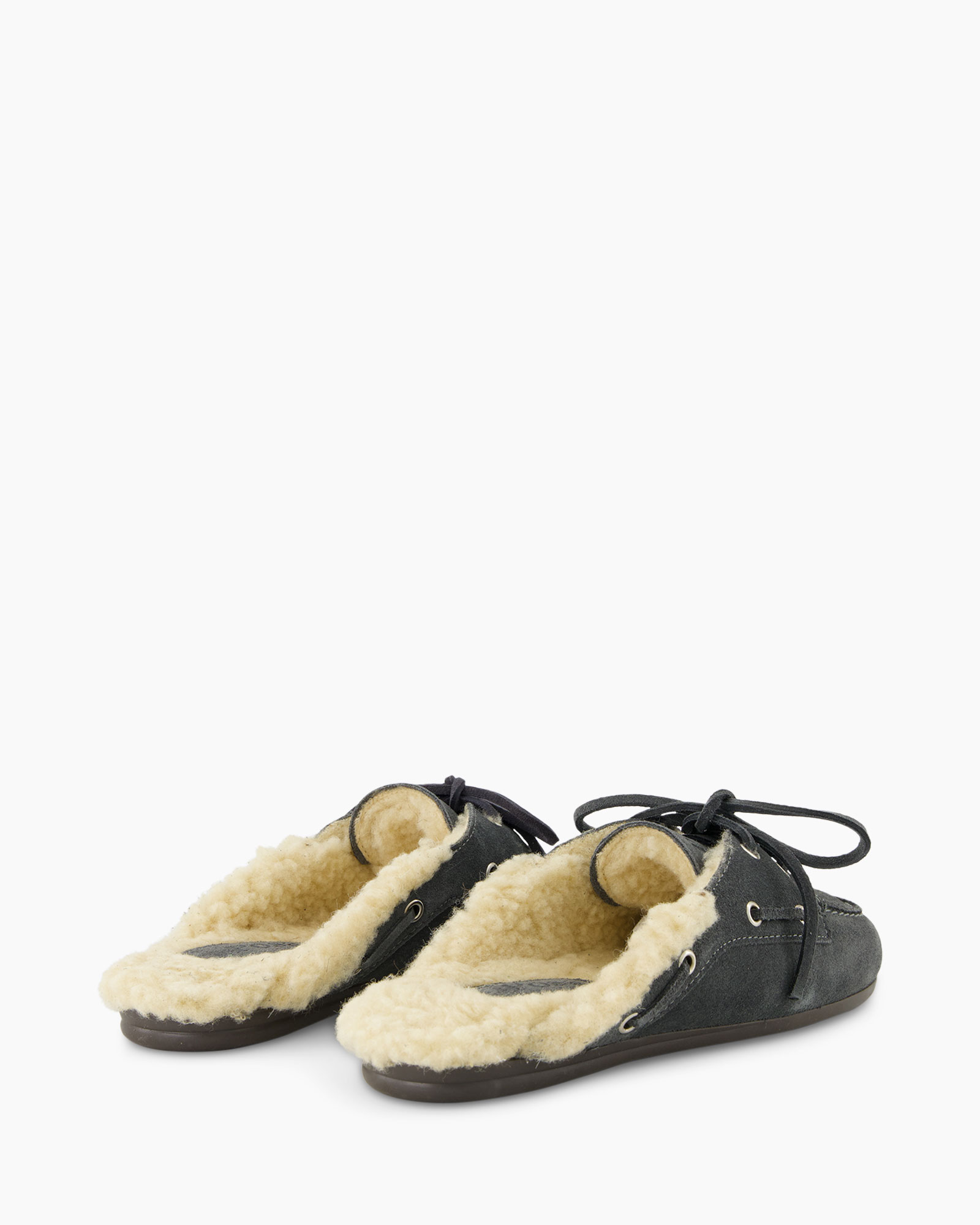 pantoffels, moccasijn, shearling, leder, instapper