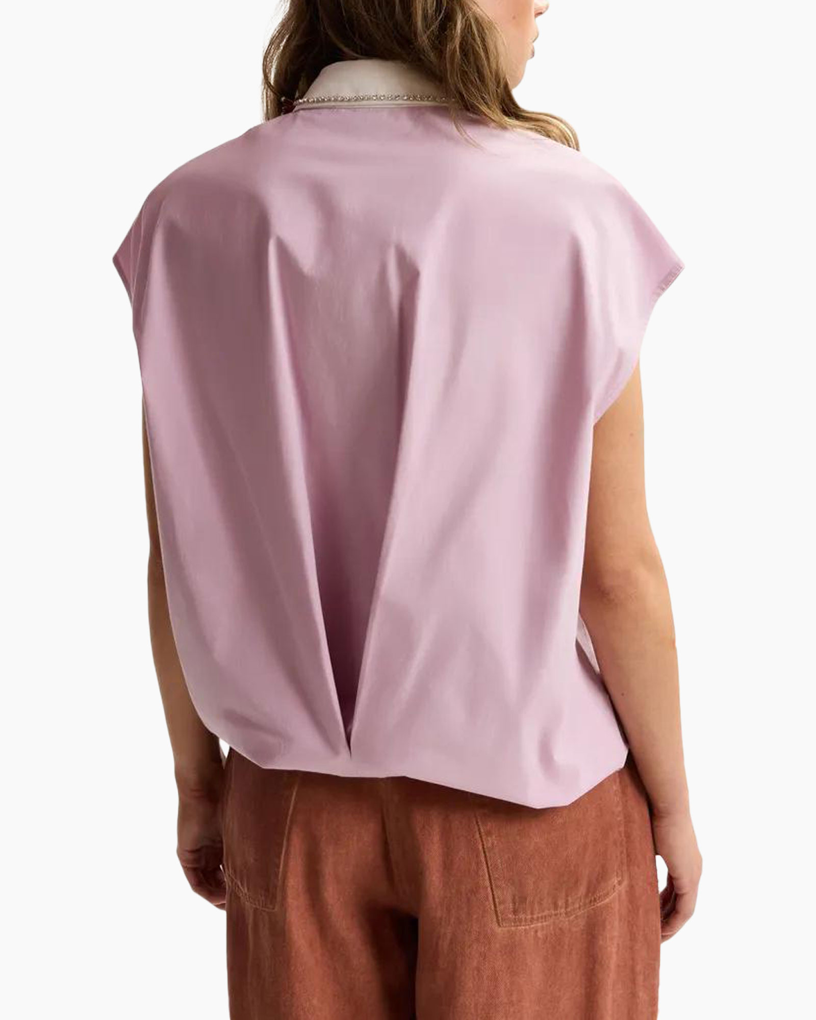 top, zomeravond, roze, rugplooit, casual