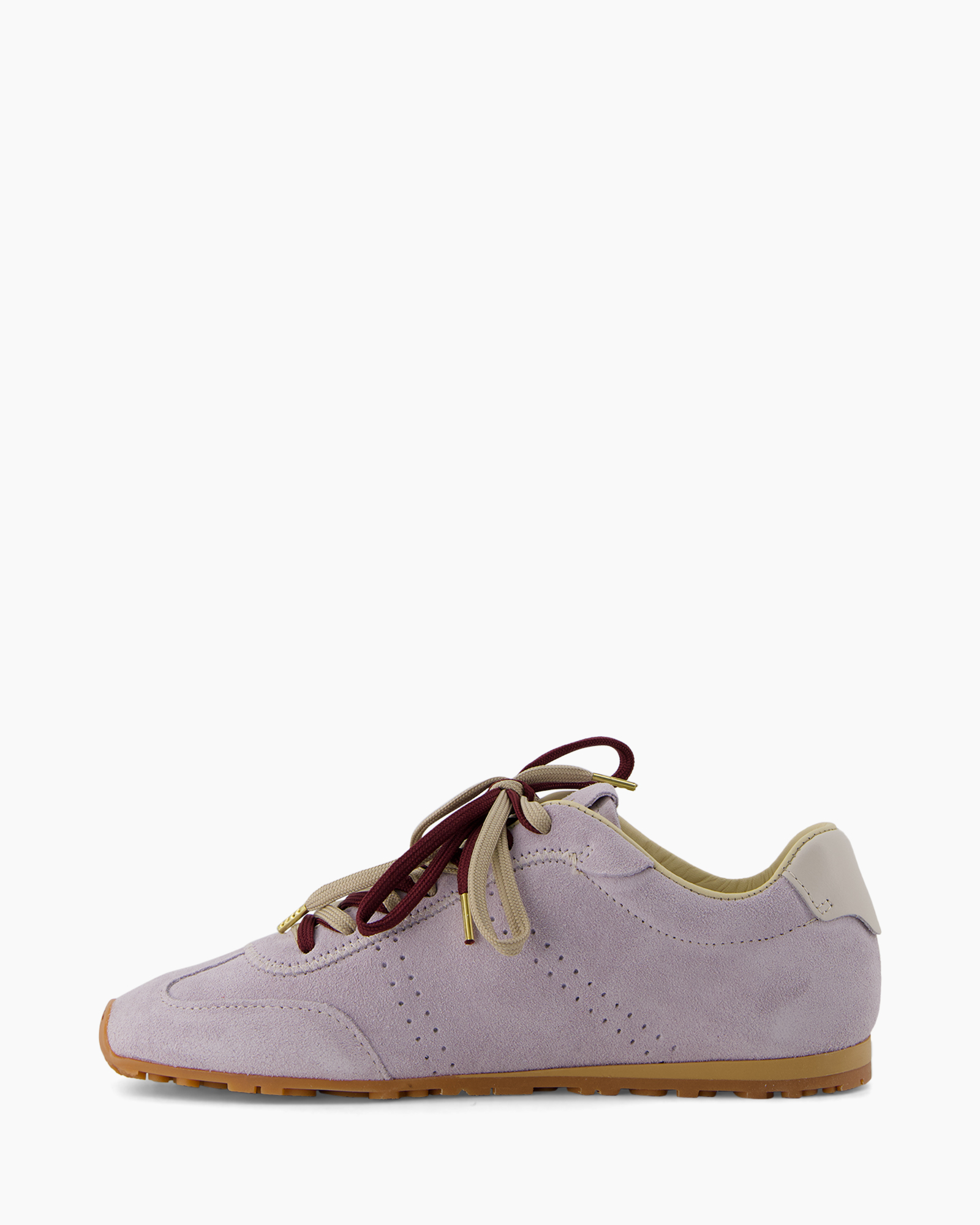 sneaker, suede, lilac, perforated, gum sole