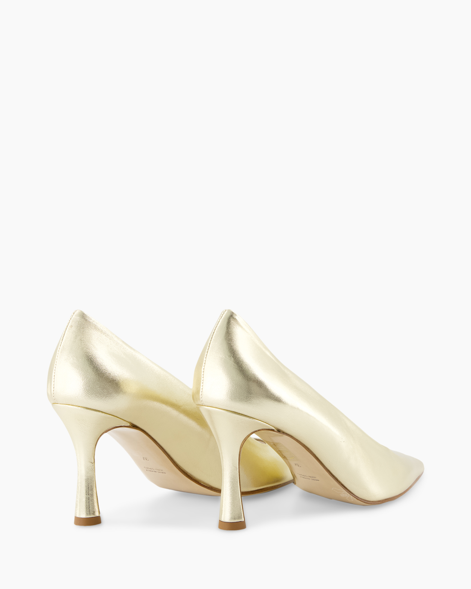 hoge hakken, goud, leer, pumps, stilettohak
