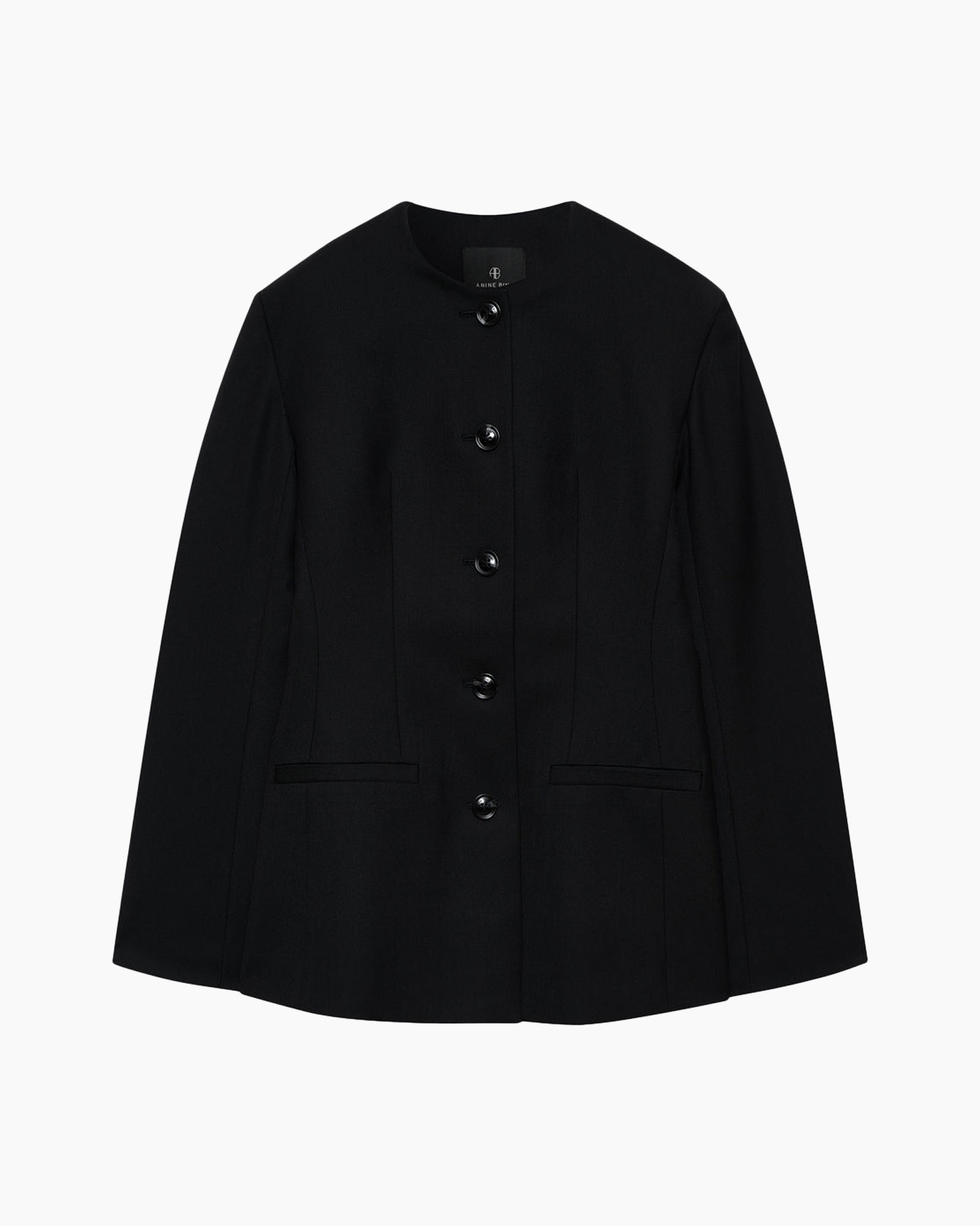 blazer, zwart, knopen, getailleerd, zakken