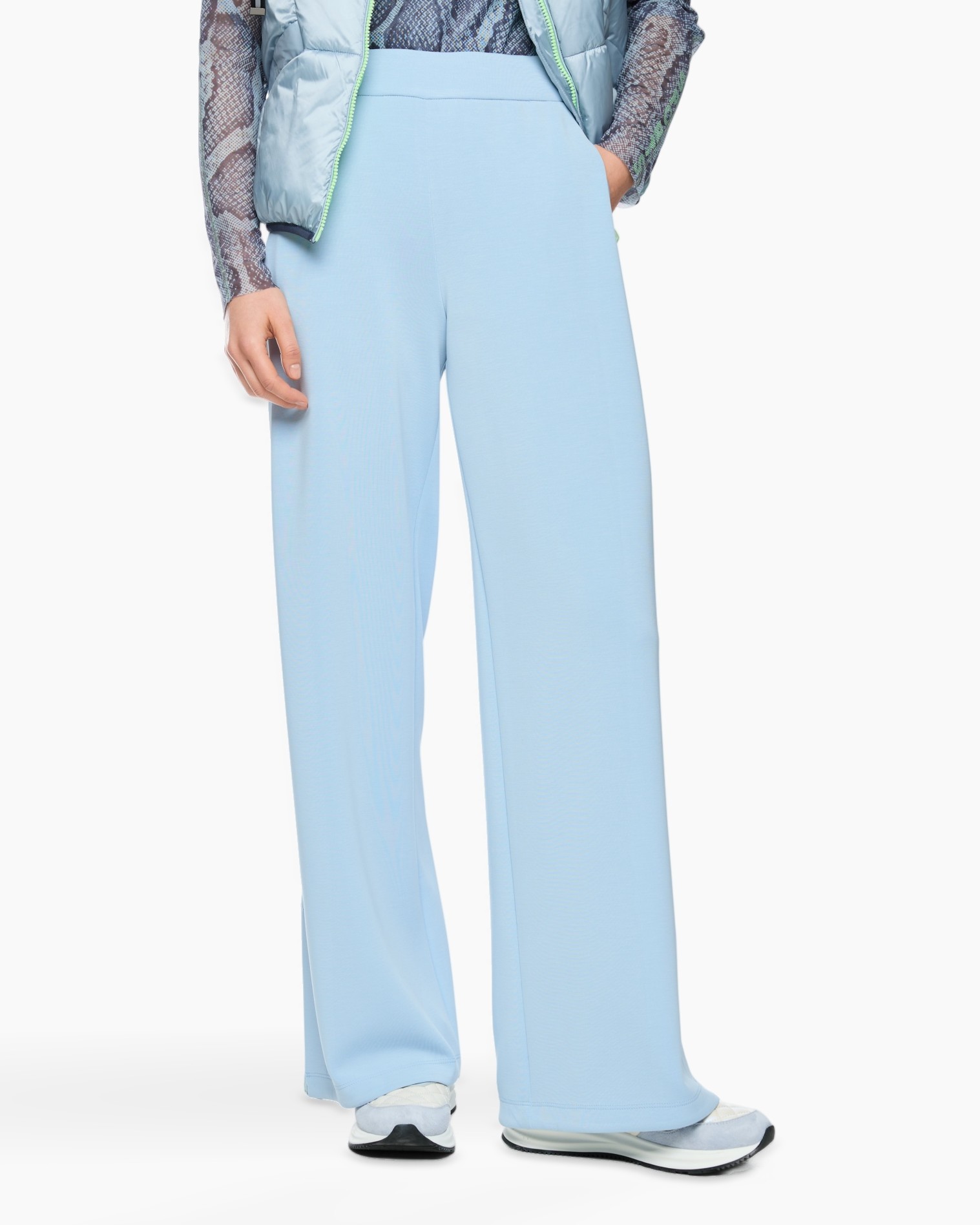 broek, wijd, lichtblauw, pantalon, rekbaar