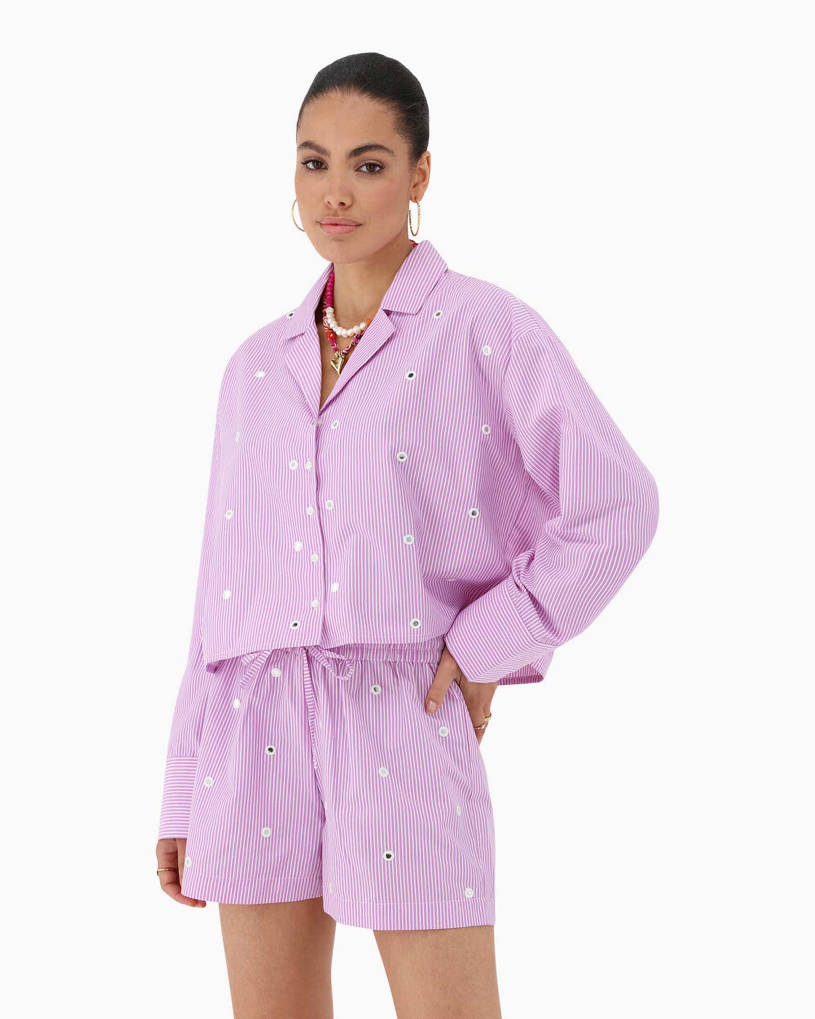 Blouse Oversized Pinstripe Blouse With Mir Roze