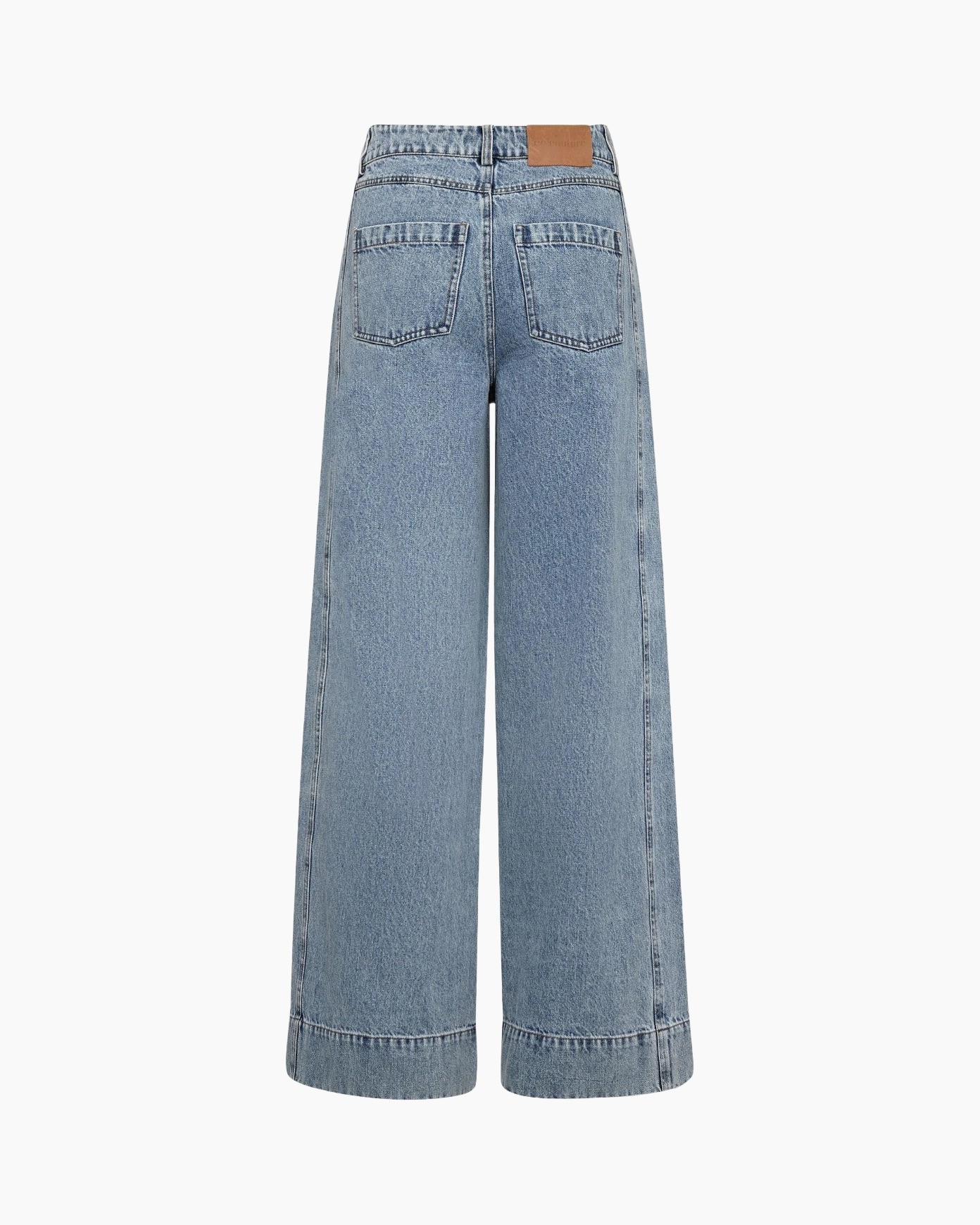 denim, jeans, wijdlopende, hoge taille, zakken