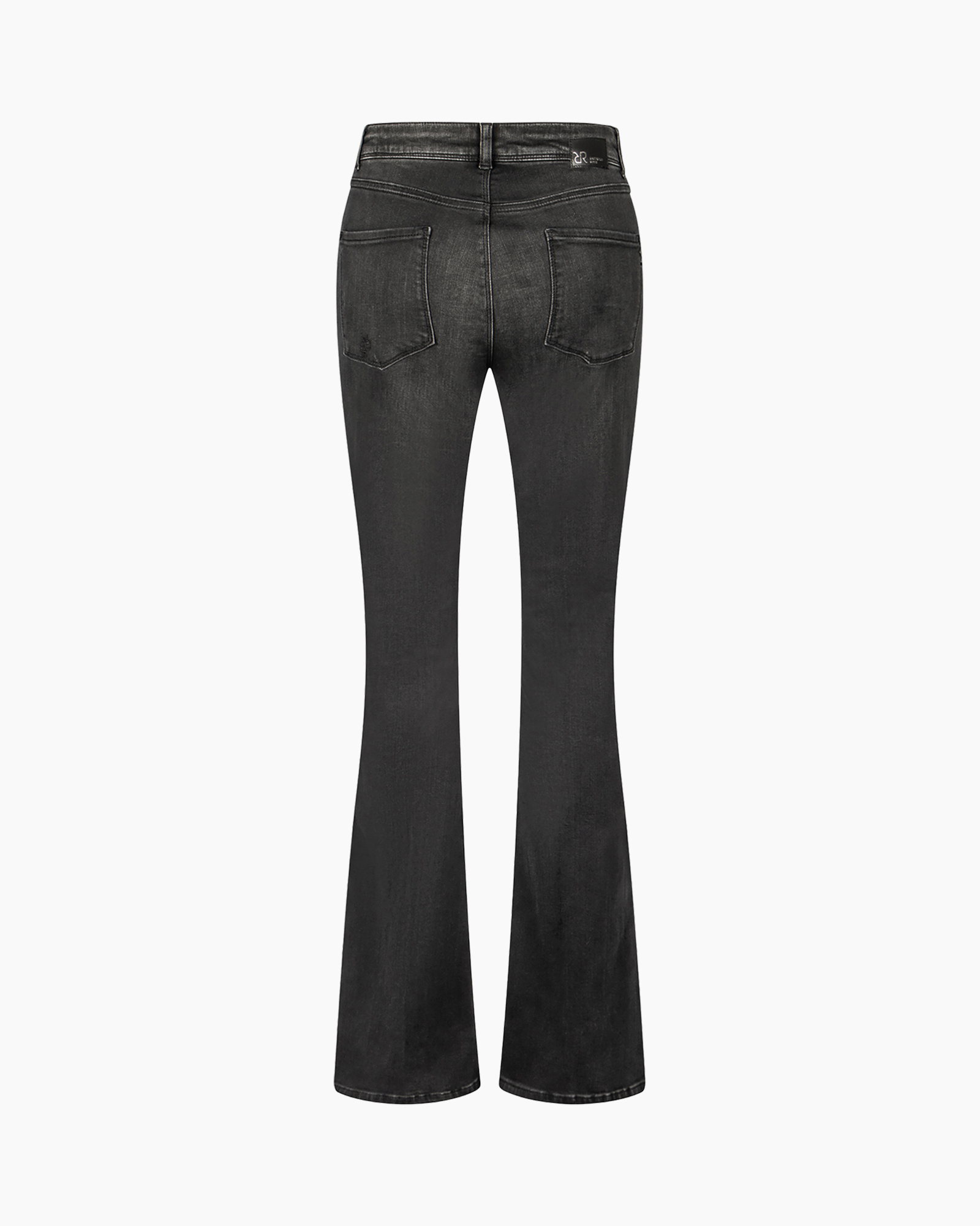 spijkerbroek, flare jeans, denim, versleten, zwartwassen