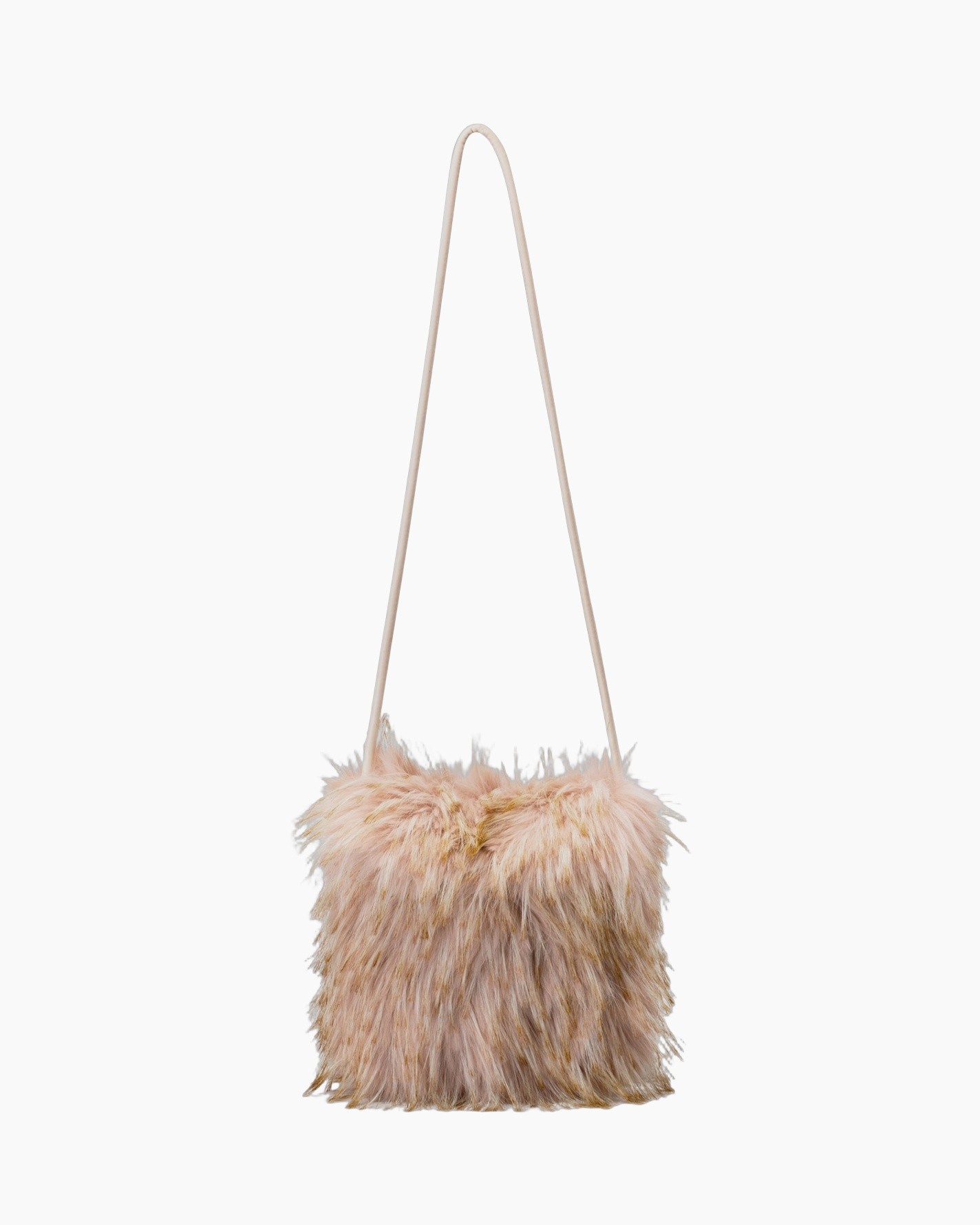 tas schap met valse vacht, roze vacht, schoudertas, riemtas, zachte textuur