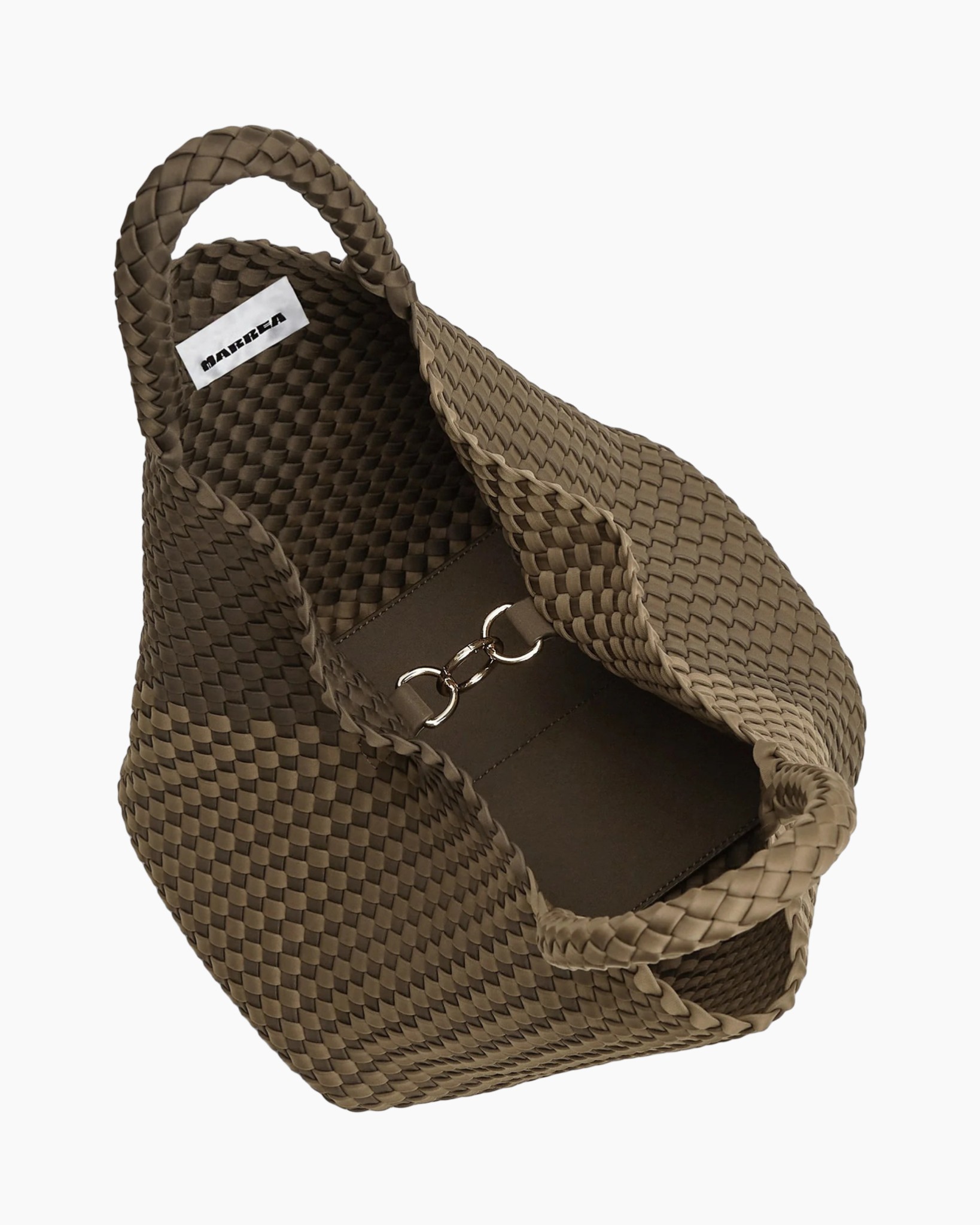 mand, geweven, tas, bruin, handtas