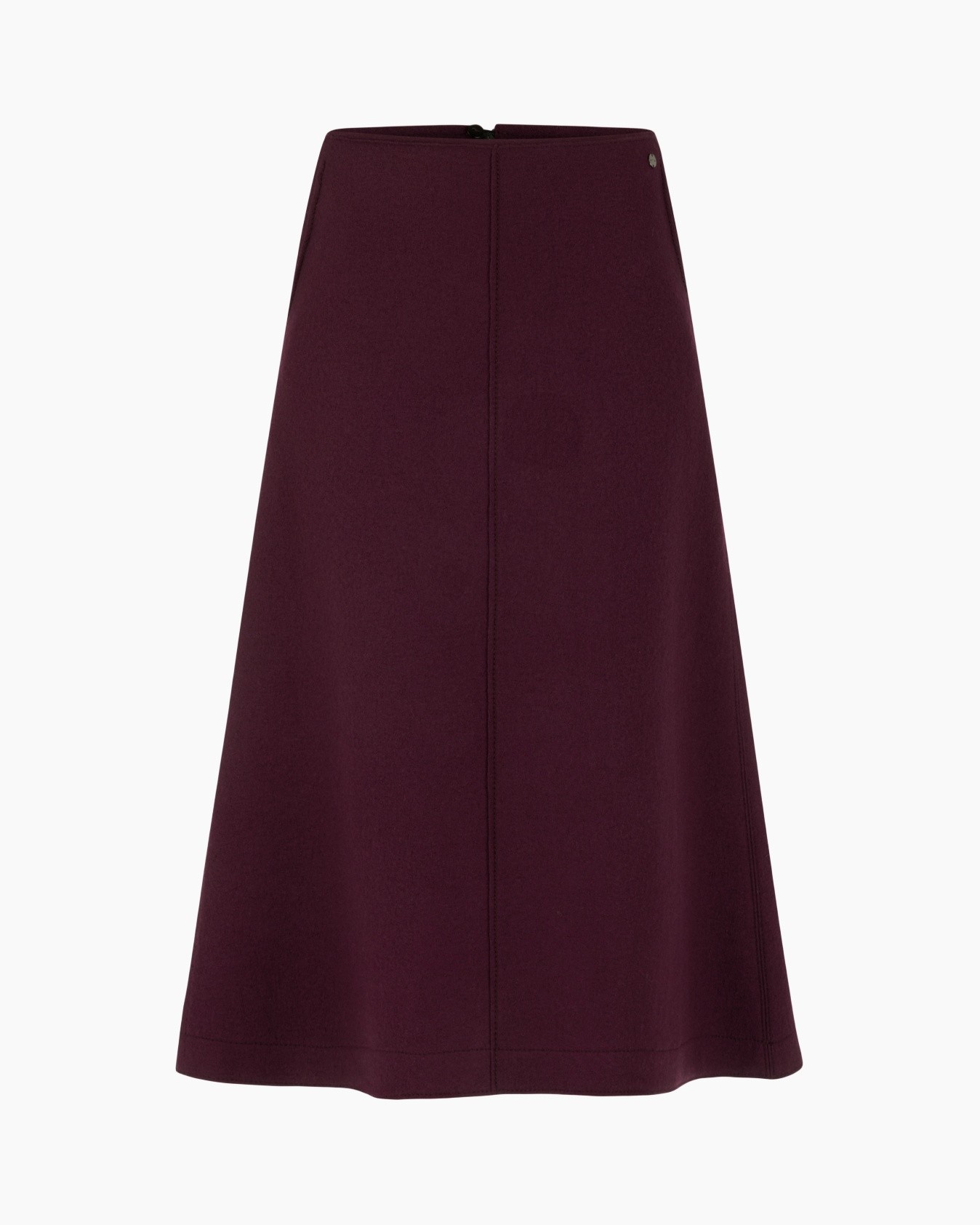 rok, middellang, bordeaux, effen, A-lijn