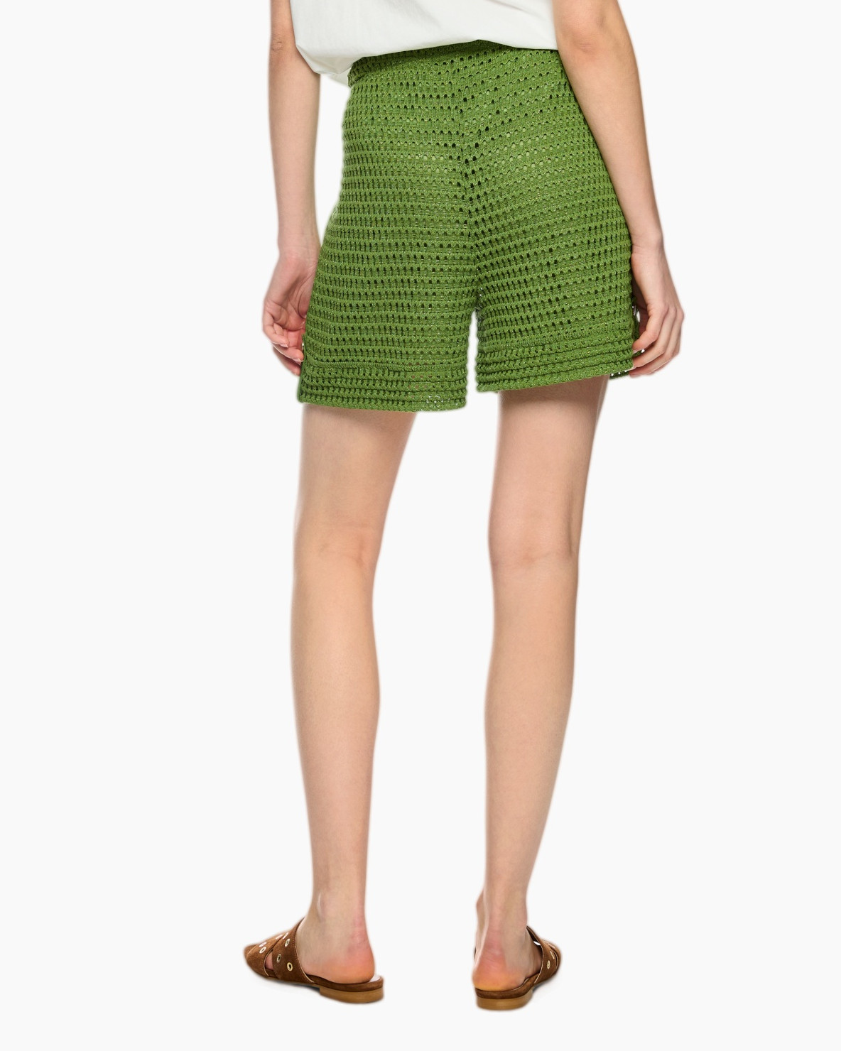 shorts, groen, gehaakt, geweven, sliders