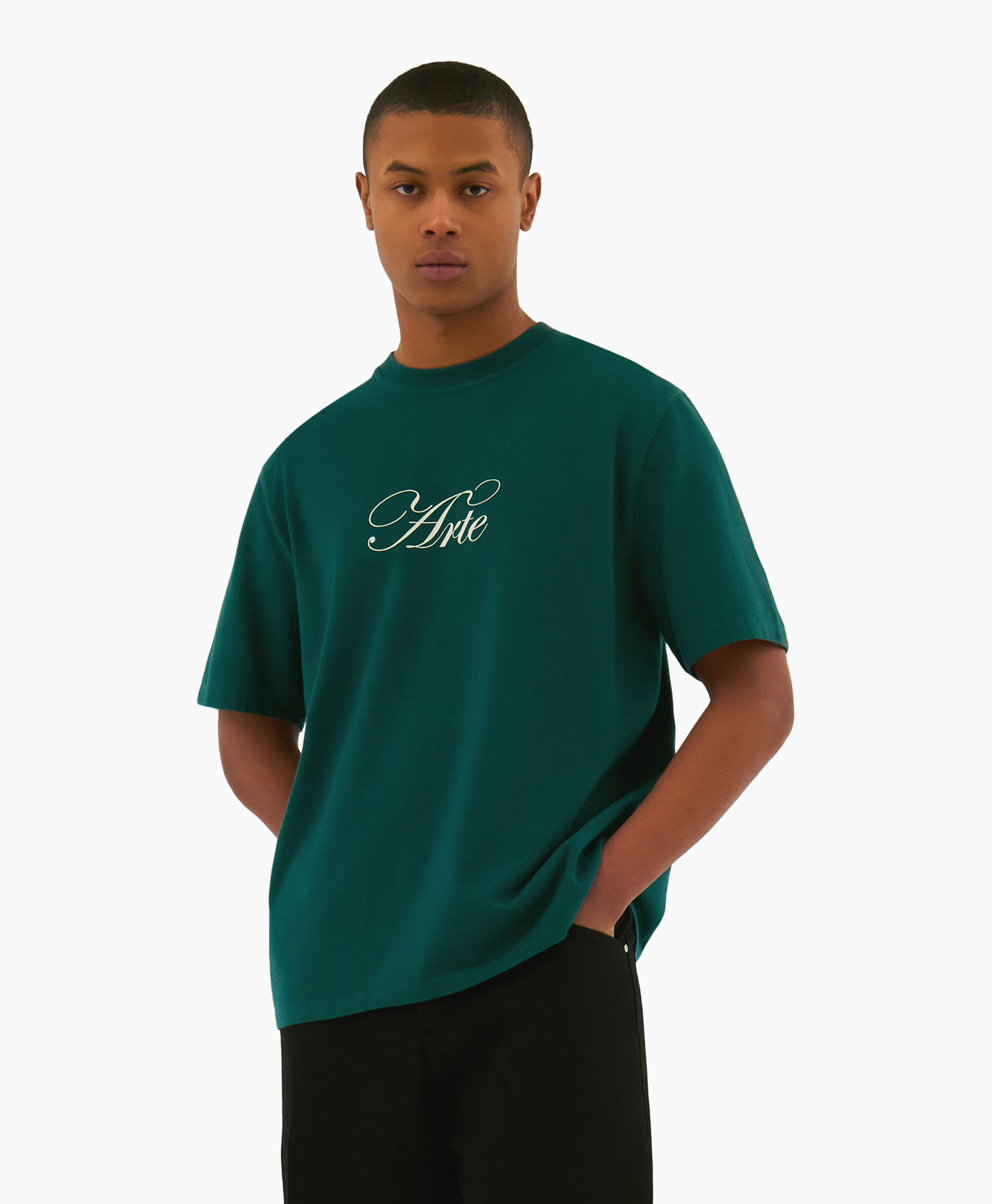T-shirt Korte Mouw Arte Front Print T-shirt Donker Groen