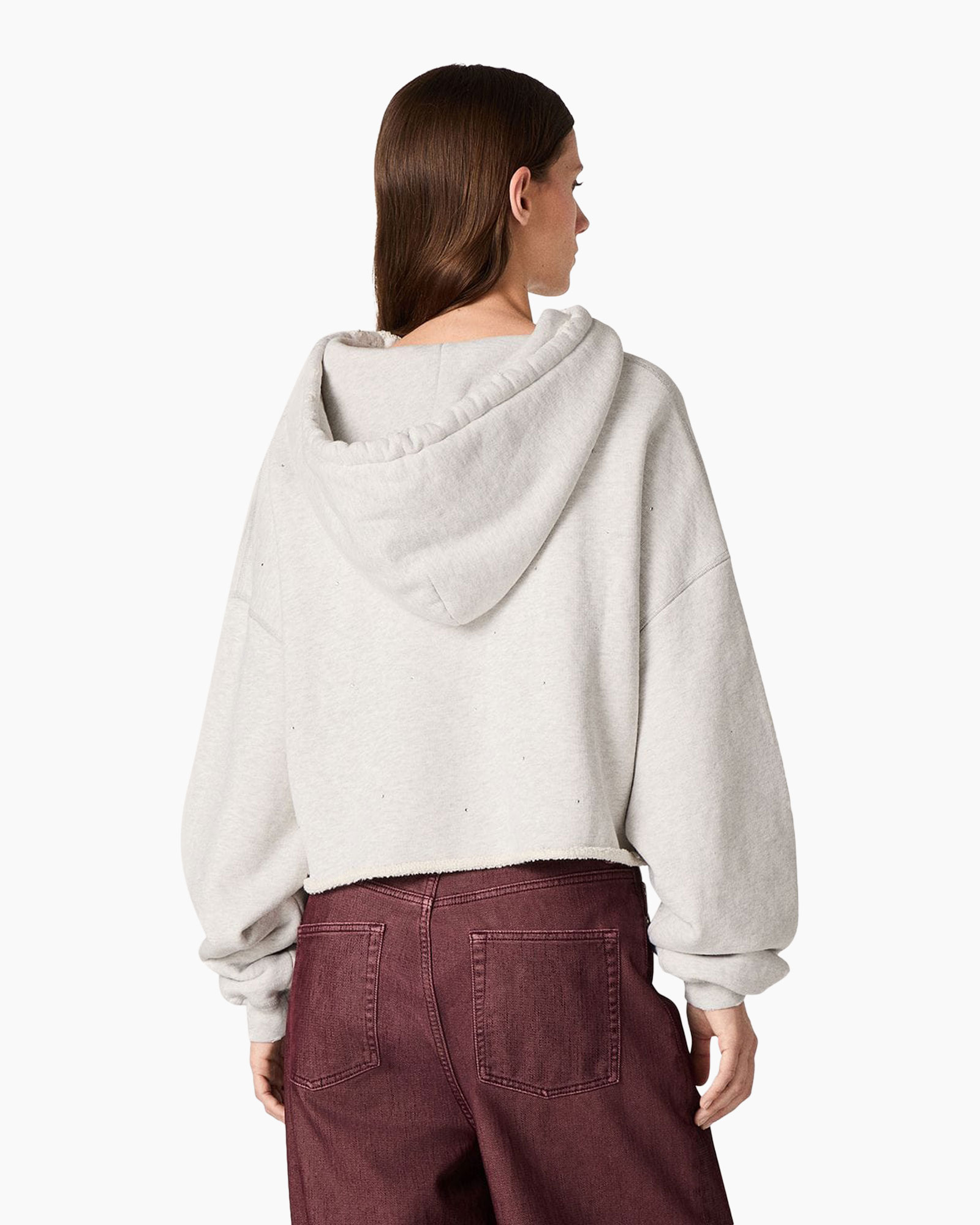 hoodie, sweatshirt, gekort, wit, lange mouwen