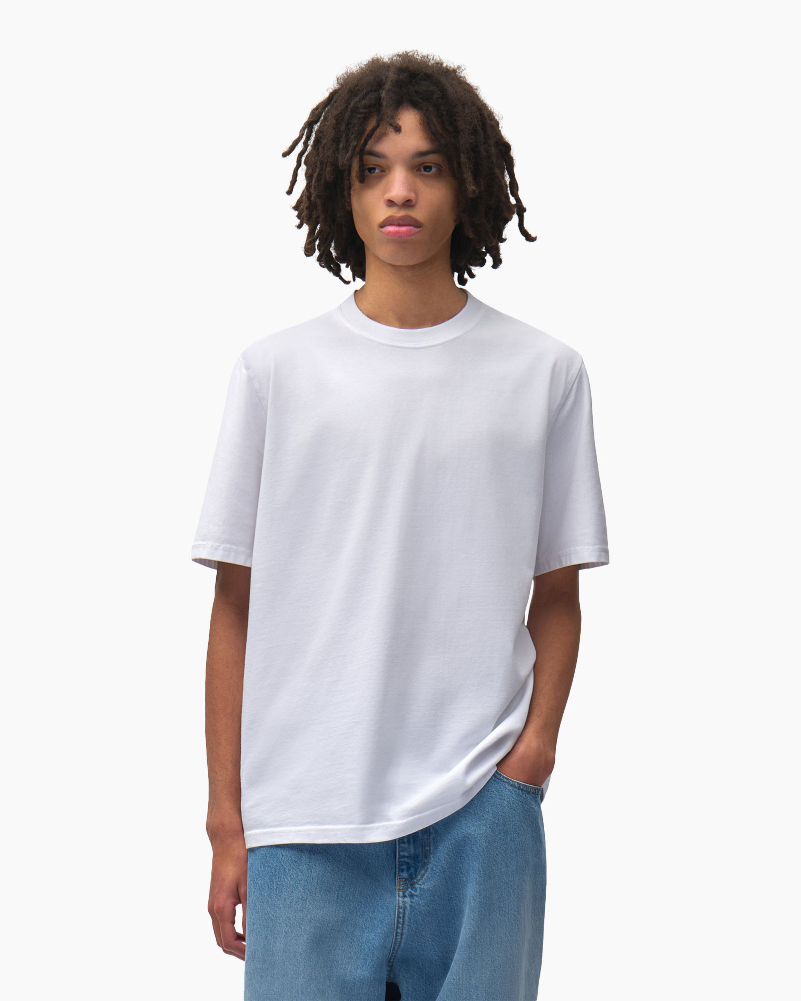 t-shirt, korte mouwen, wit, katoen, eenvoudig
