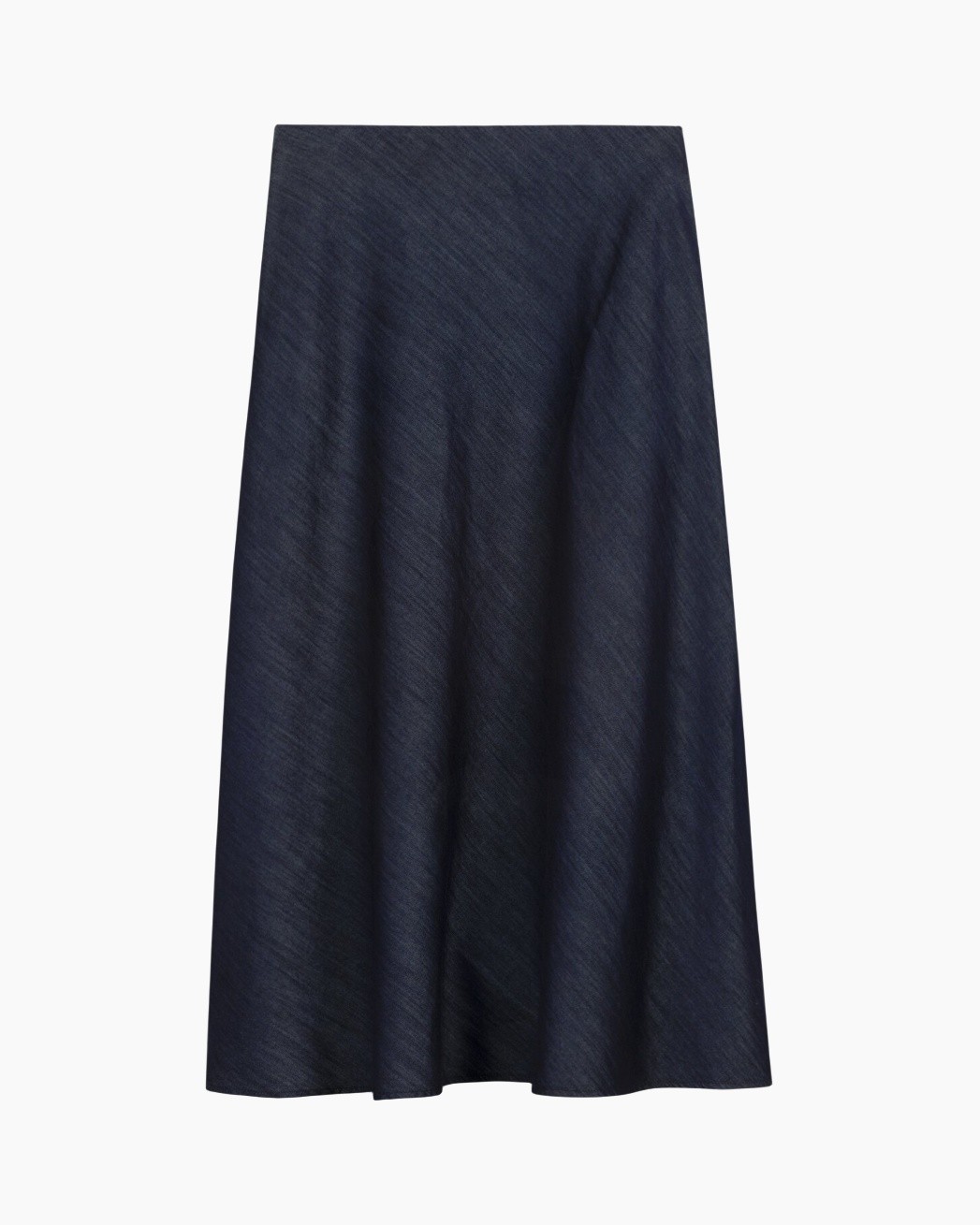 rok, middellang, denim, marineblauw, effen