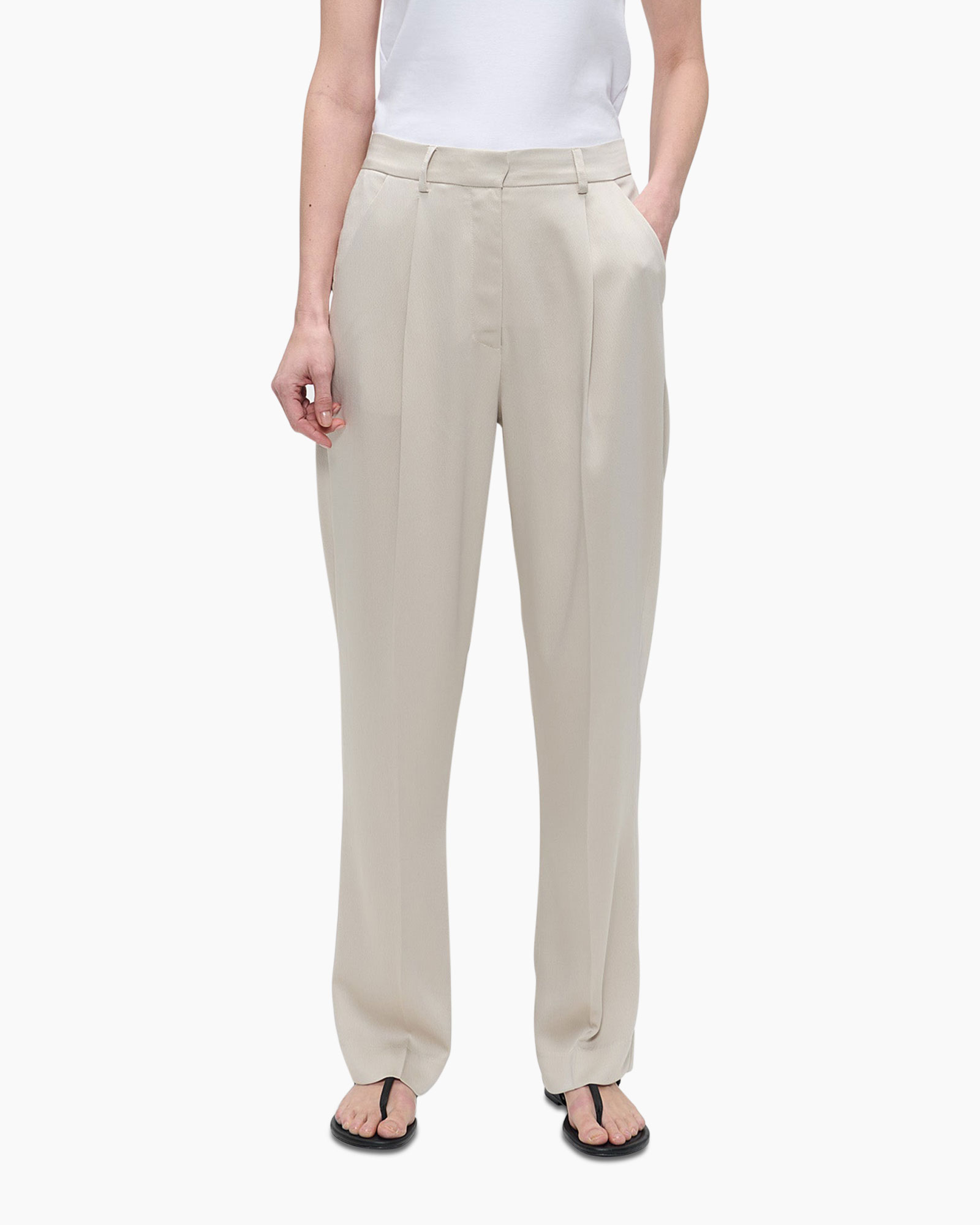 Pantalon Washed Satin Darren Ecru