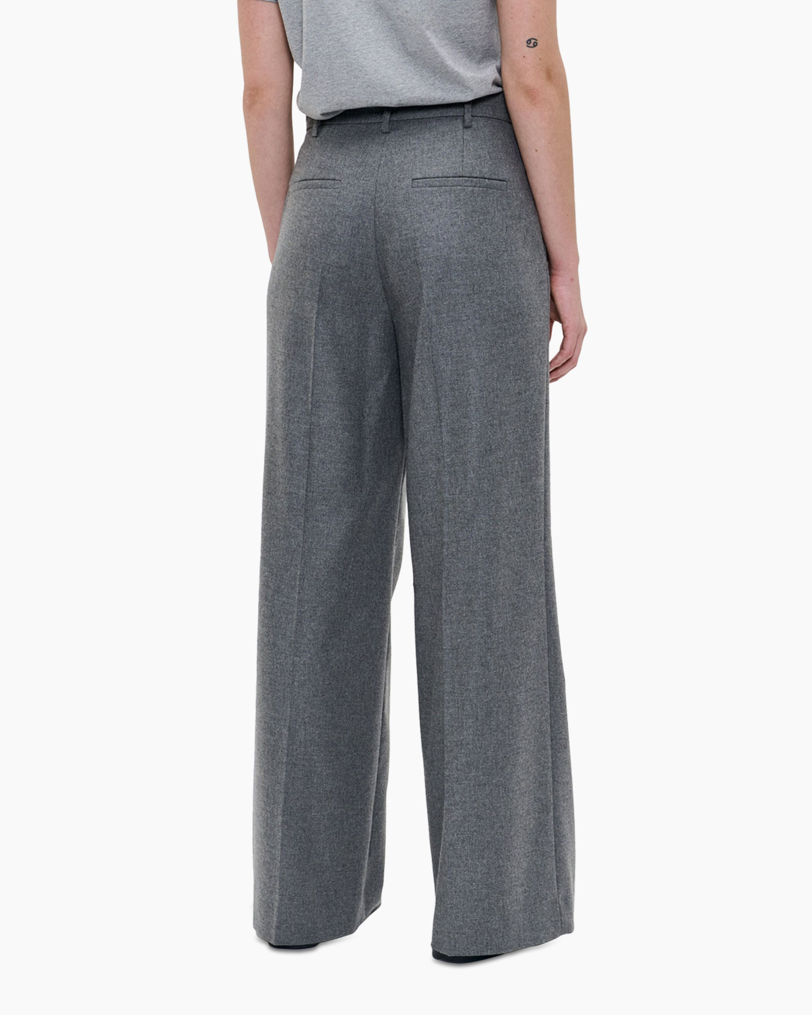 broek, wijdereg, grijs, formeel, zakken