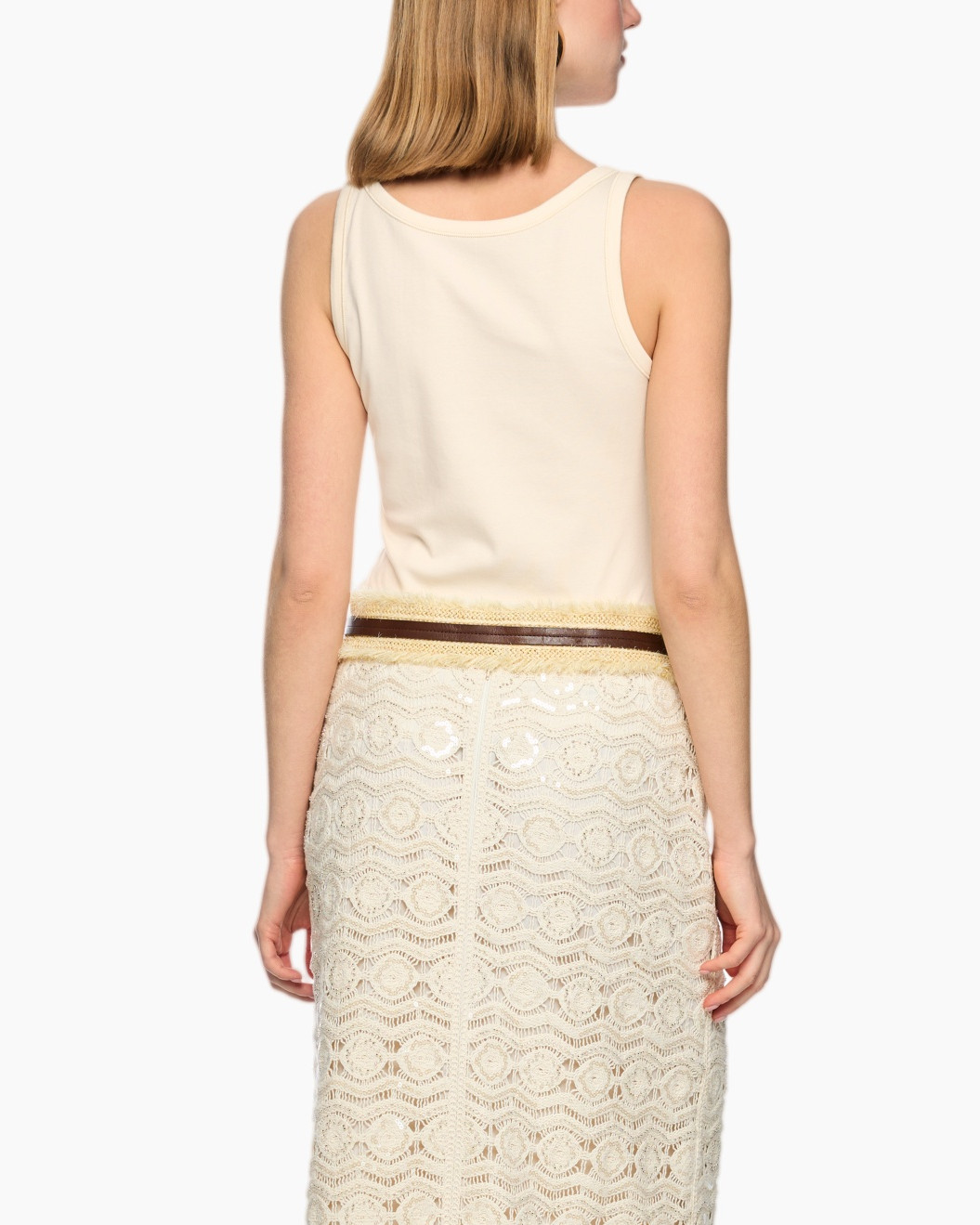 top, tanktop, kantrok, riem, beige