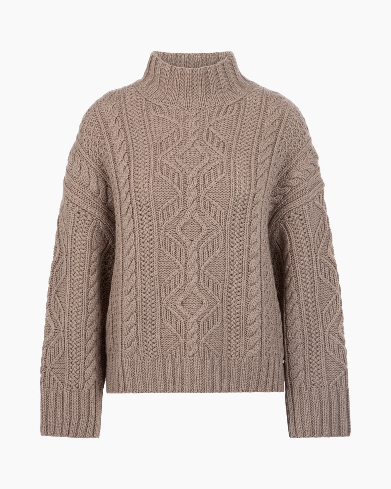 gebreide trui, rolkraag, kabel gebreid, dikke trui, beige