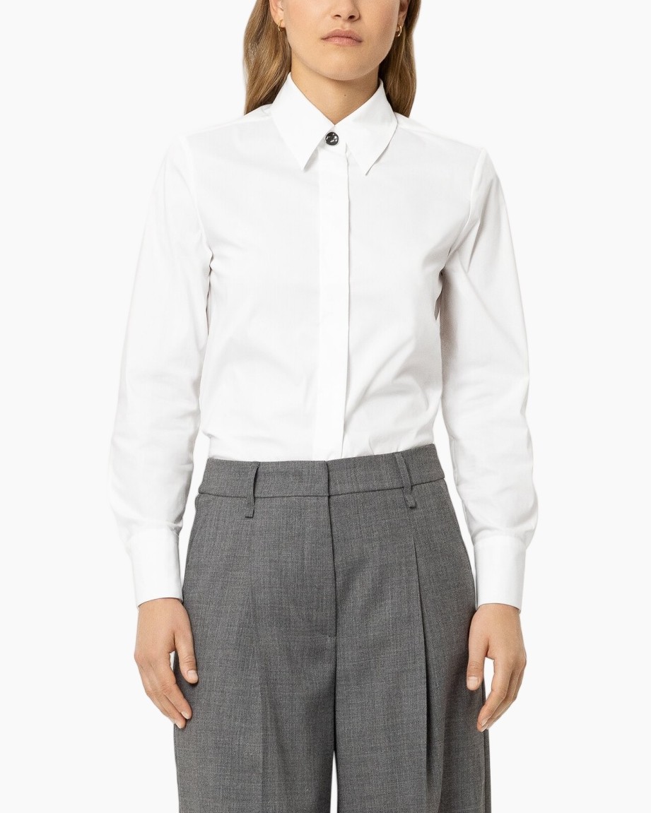 overhemd, witte overhemd, knopen overhemd, kraagoverhemd, grijze broek