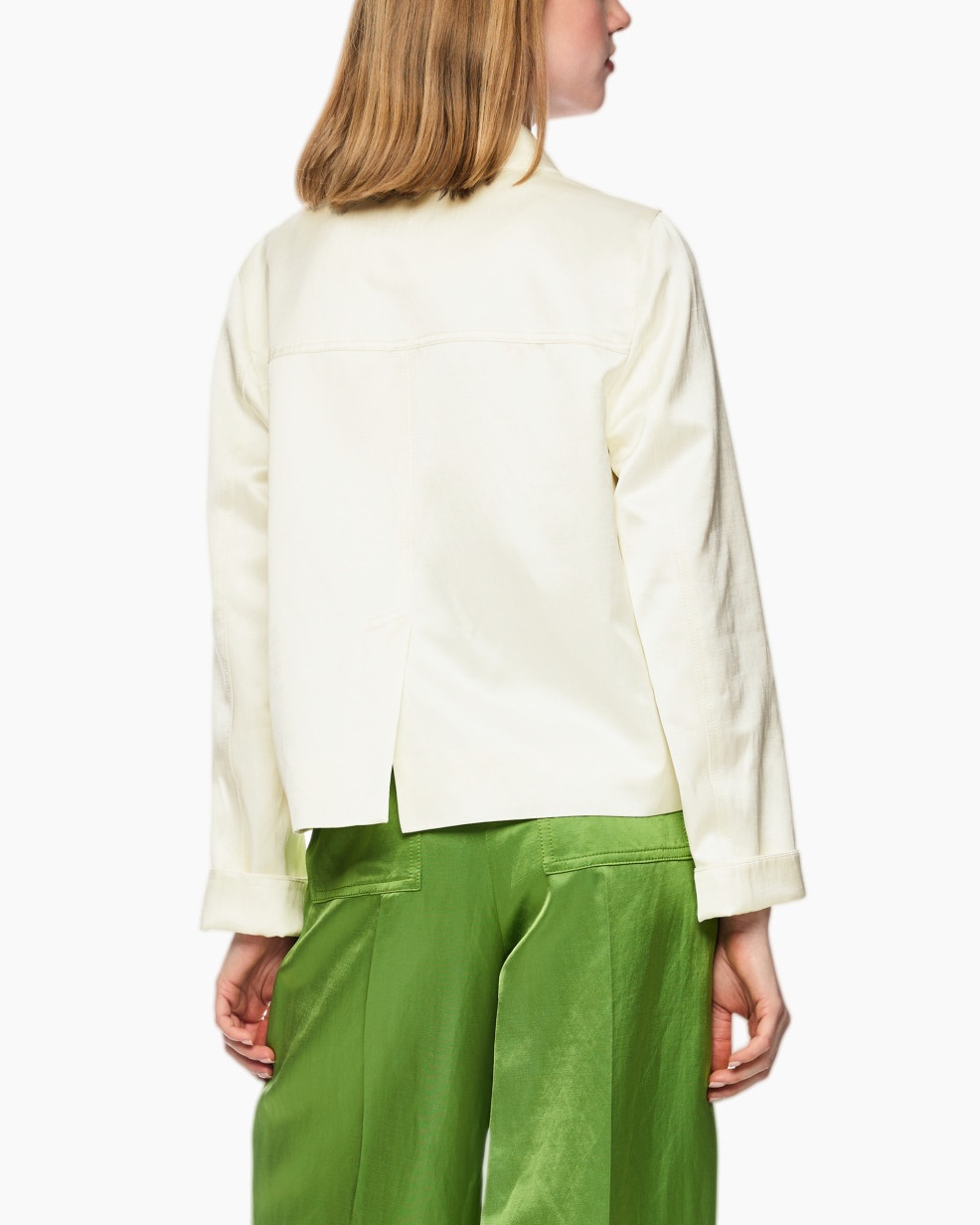 blazer, linen, cream, buttoned, patch pockets