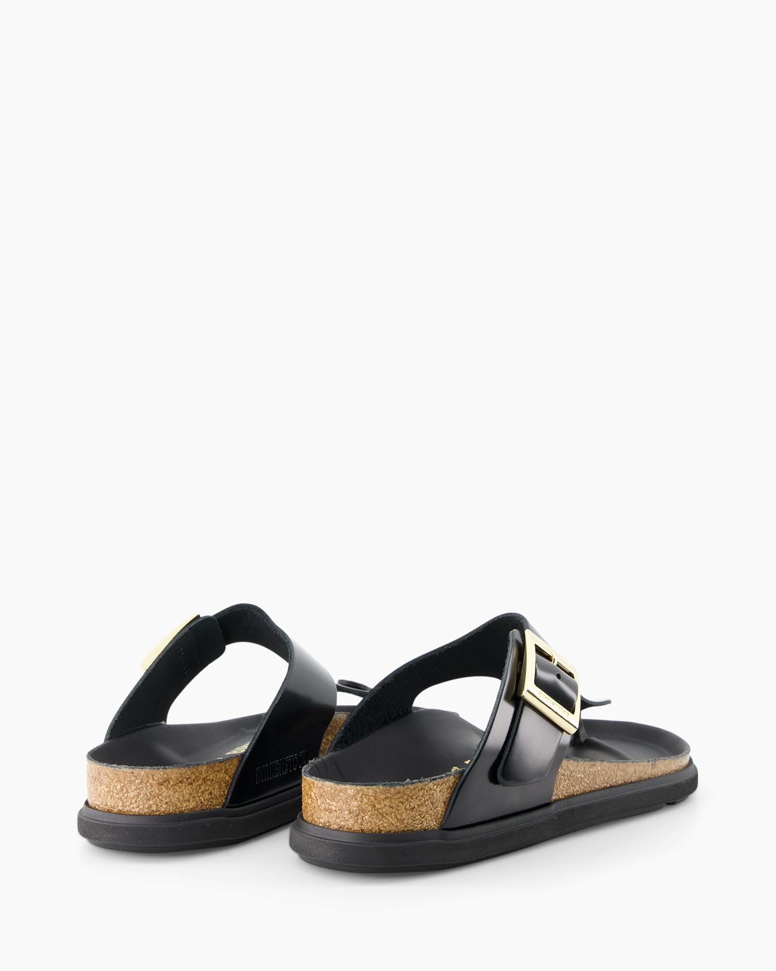 sandalen, zwart, gesp, kurkssole, open teens