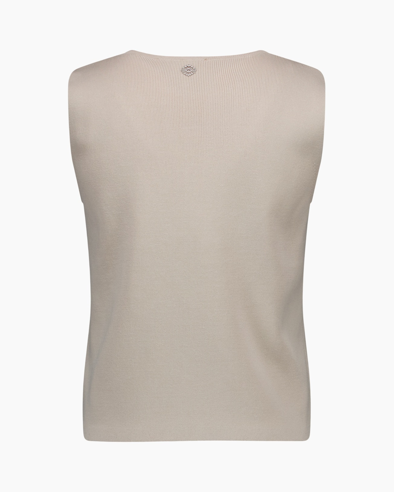 sleeveless, tank top, beige, knit, back view