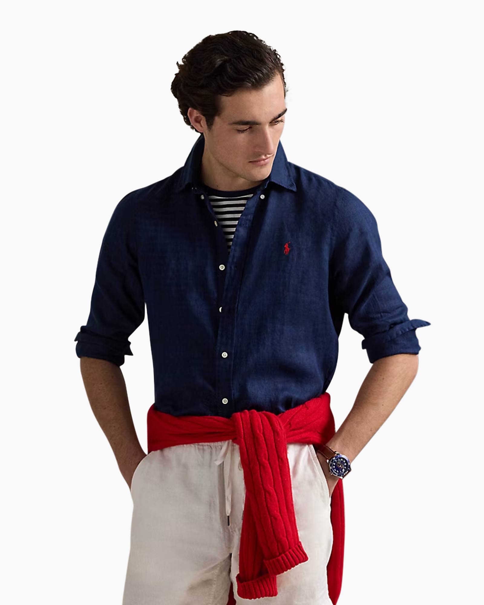 Overhemd Pd Linen Donker Blauw