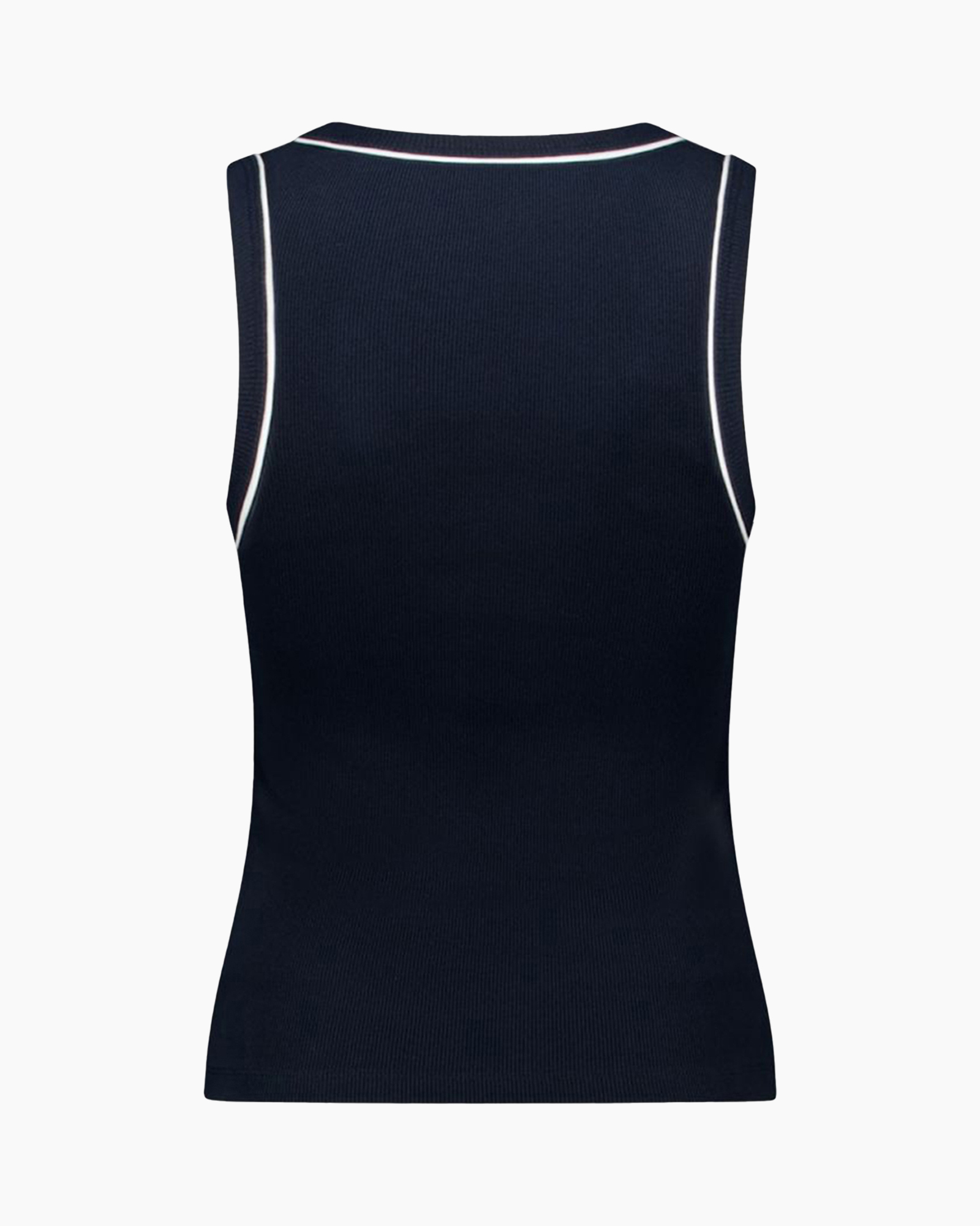 tanktop, zomer mouwloos, navyblauw, ribbel, randen