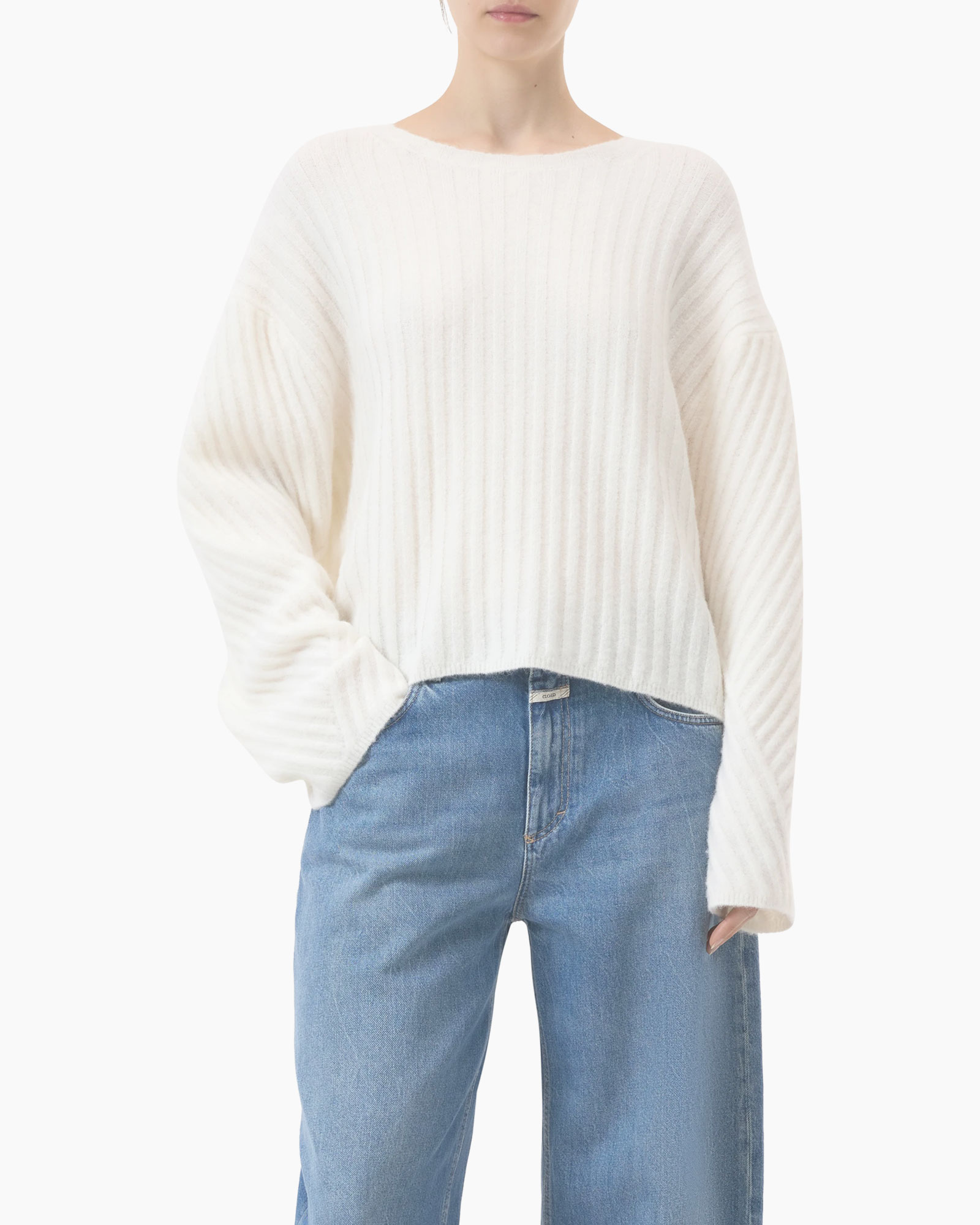 Sweater Crew Neck Rib Ecru